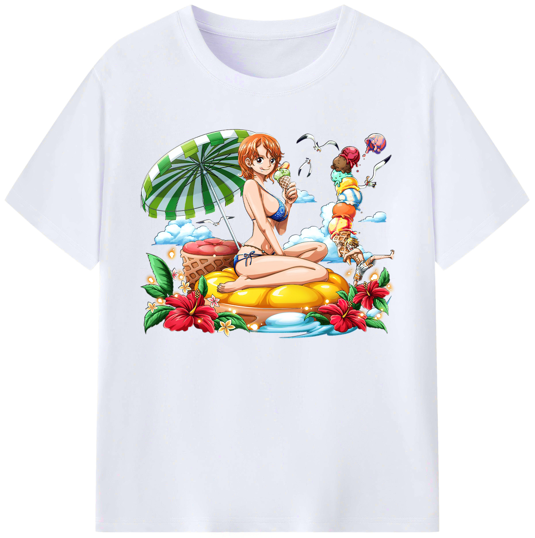 （画像用） ワンピース ナミ ONE PIECE Nami 綿100％ メンズ半袖Tシャツ｜肌触りやわらか＆通気性