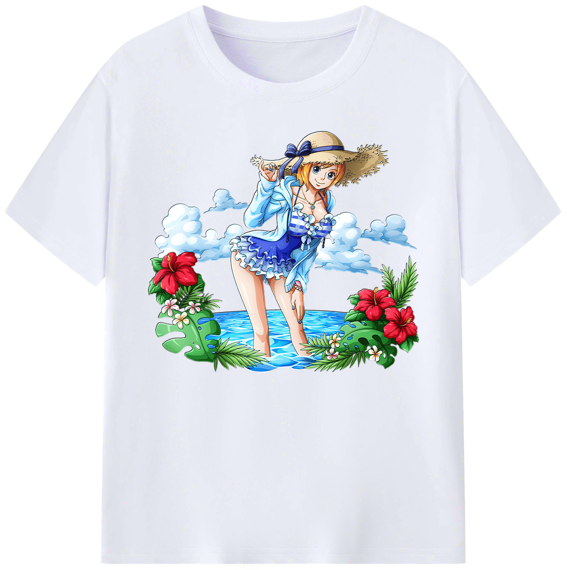 （画像用） ワンピース ナミ ONE PIECE Nami 綿100％ メンズ半袖Tシャツ｜肌触りやわらか＆通気性