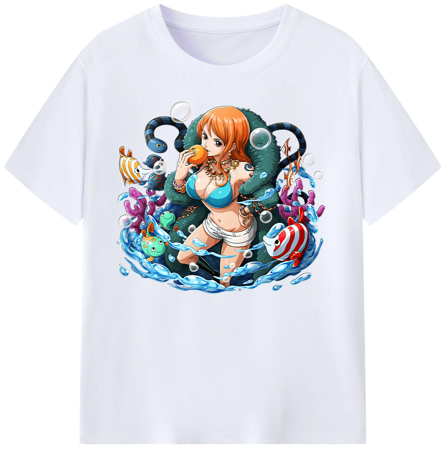（画像用） ワンピース ナミ ONE PIECE Nami 綿100％ メンズ半袖Tシャツ｜肌触りやわらか＆通気性