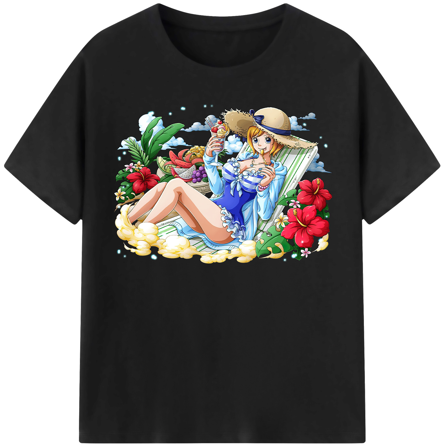 （画像用） ワンピース ナミ ONE PIECE Nami レディースカジュアルプリントTシャツ（綿100％）
