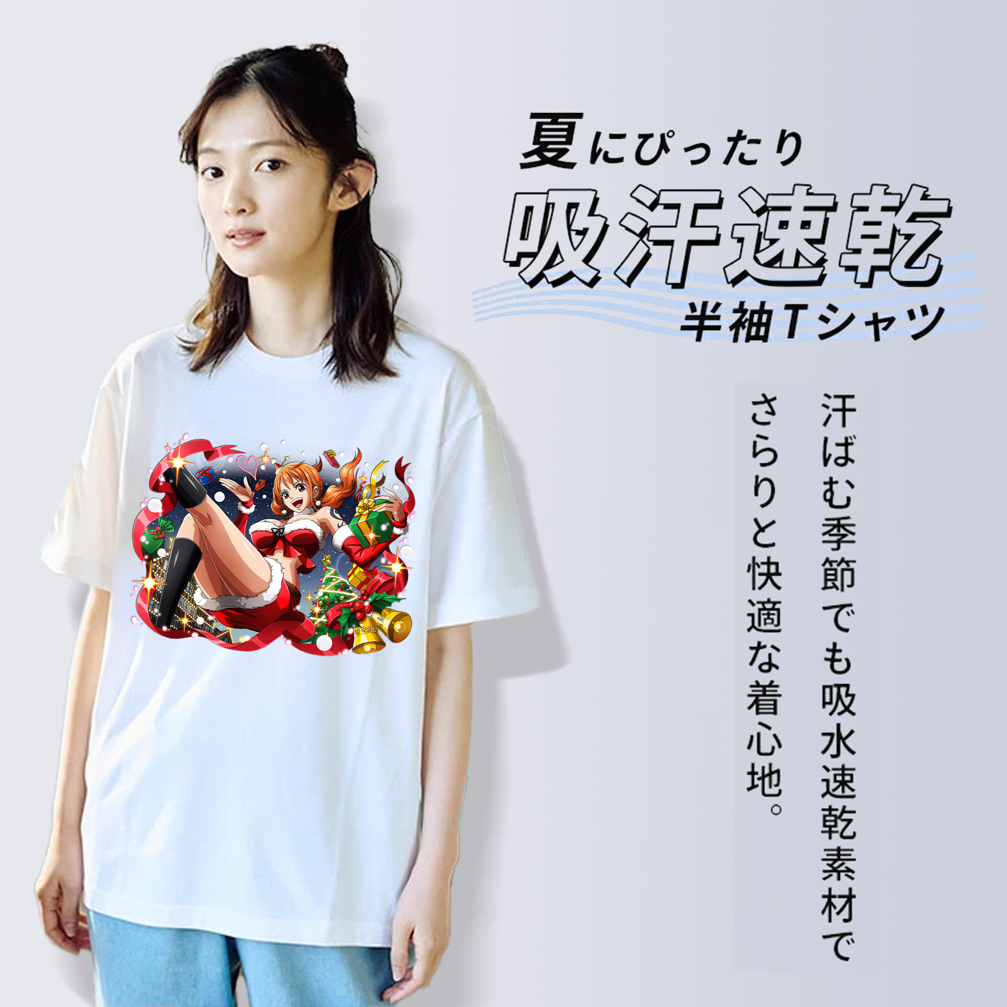 ワンピース ナミ ONE PIECE Nami レディースカジュアルプリントTシャツ（綿100％）