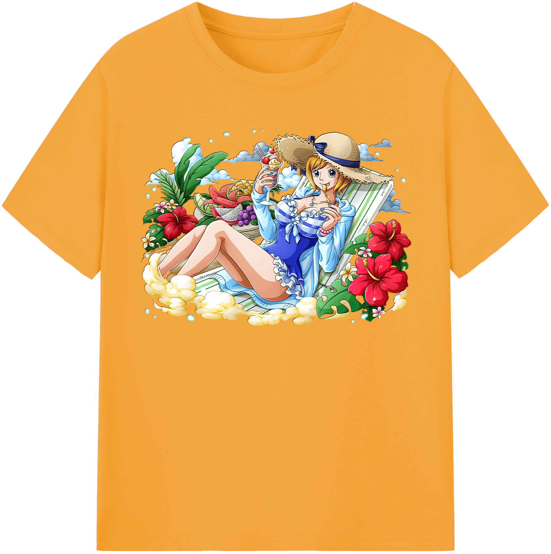 （画像用） ワンピース ナミ ONE PIECE Nami レディースカジュアルプリントTシャツ（綿100％）