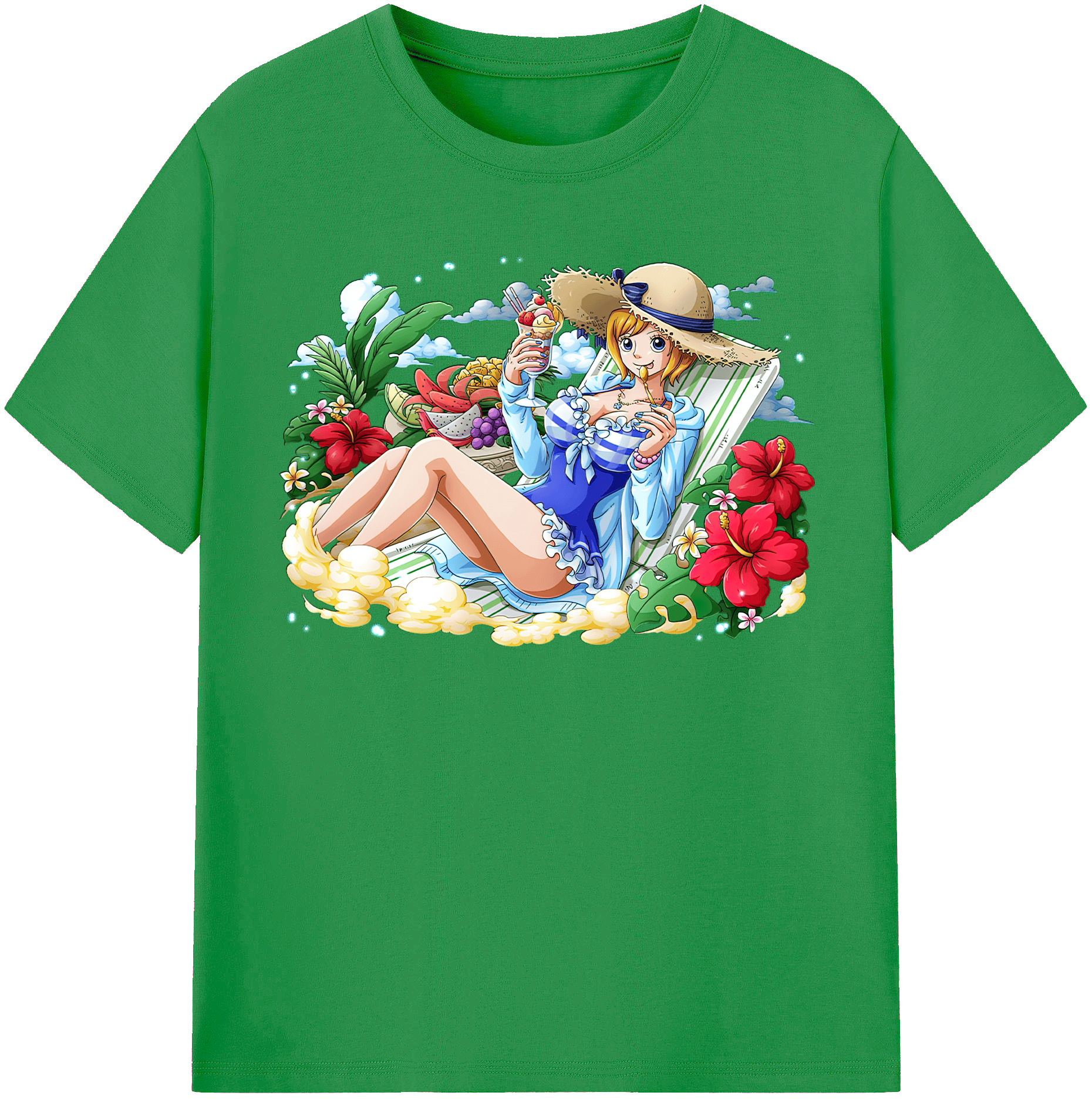 （画像用） ワンピース ナミ ONE PIECE Nami レディースカジュアルプリントTシャツ（綿100％）