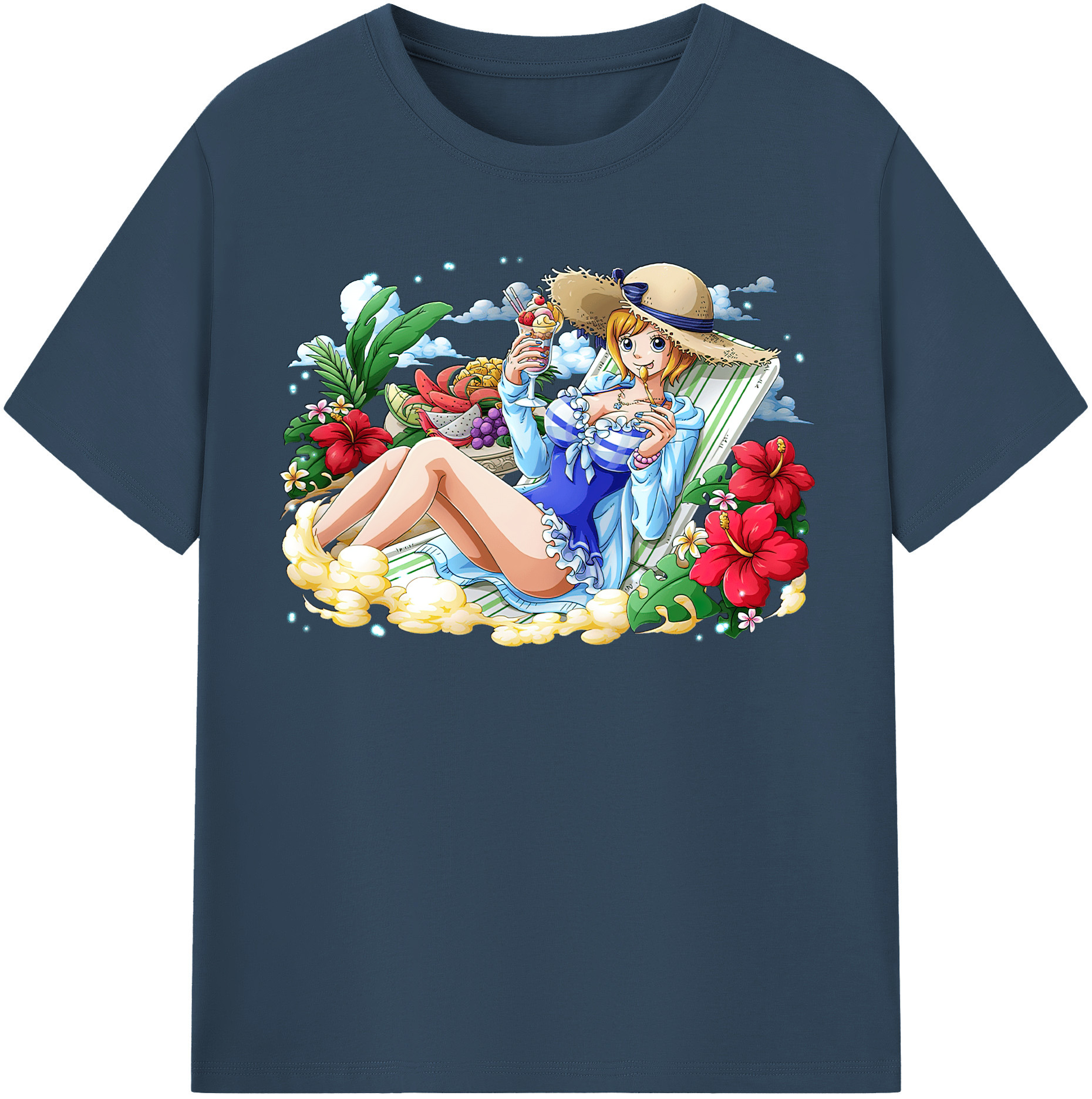 （画像用） ワンピース ナミ ONE PIECE Nami レディースカジュアルプリントTシャツ（綿100％）