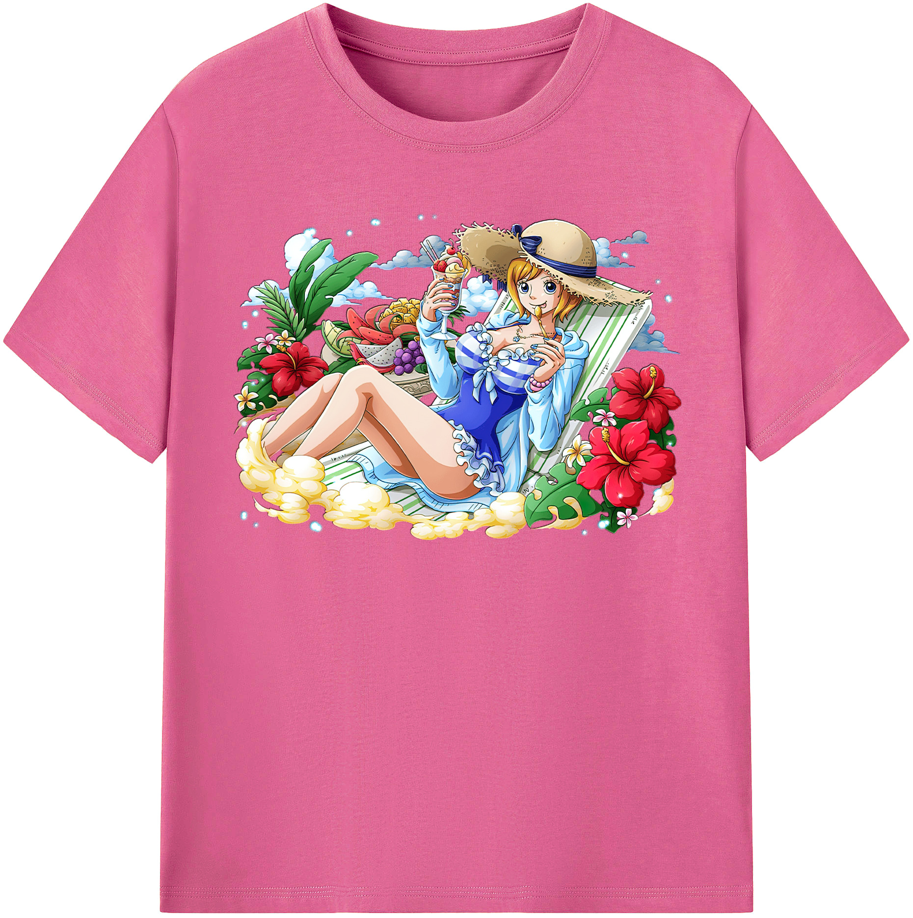 （画像用） ワンピース ナミ ONE PIECE Nami レディースカジュアルプリントTシャツ（綿100％）