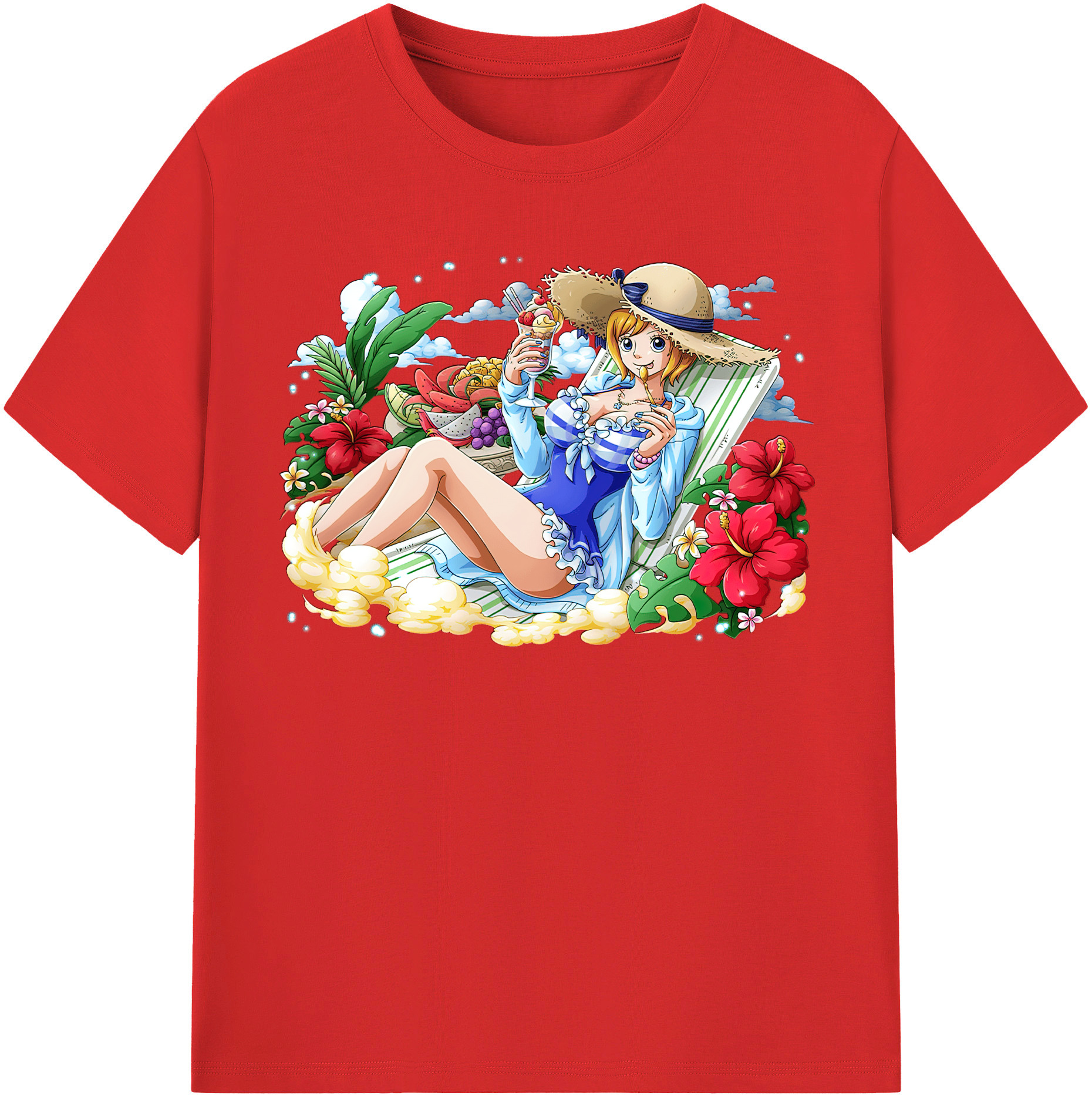 （画像用） ワンピース ナミ ONE PIECE Nami レディースカジュアルプリントTシャツ（綿100％）