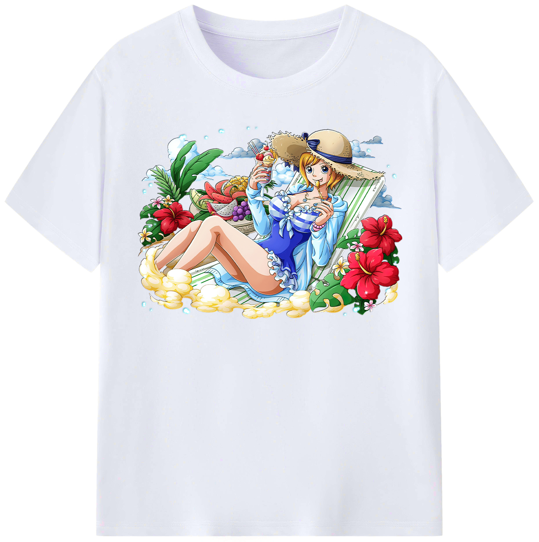 （画像用） ワンピース ナミ ONE PIECE Nami レディースカジュアルプリントTシャツ（綿100％）