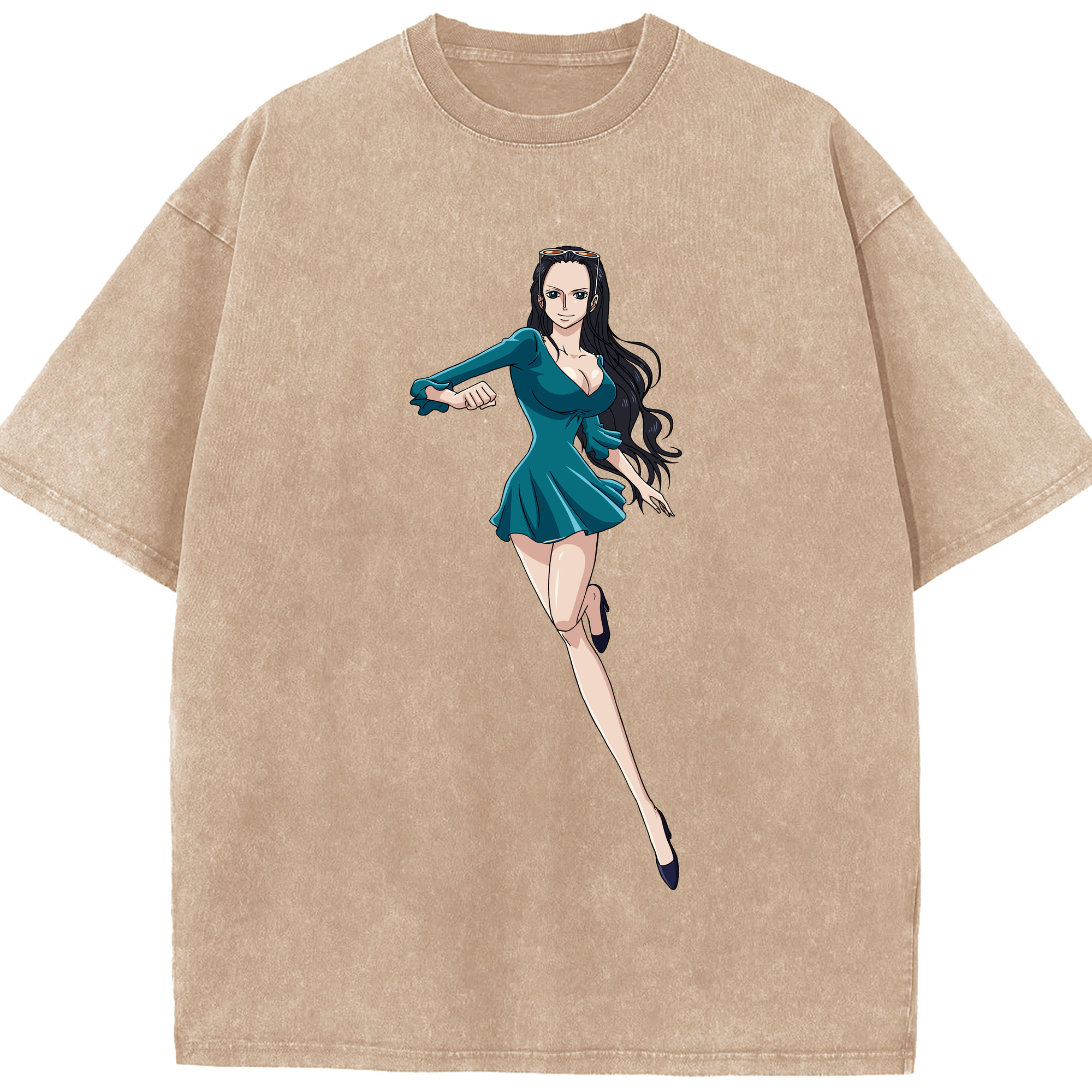 ワンピース ニコ・ロビン ONE PIECE Nico Robin 綿100% ヴィンテージ風 半袖Tシャツ（フロントプリント）
