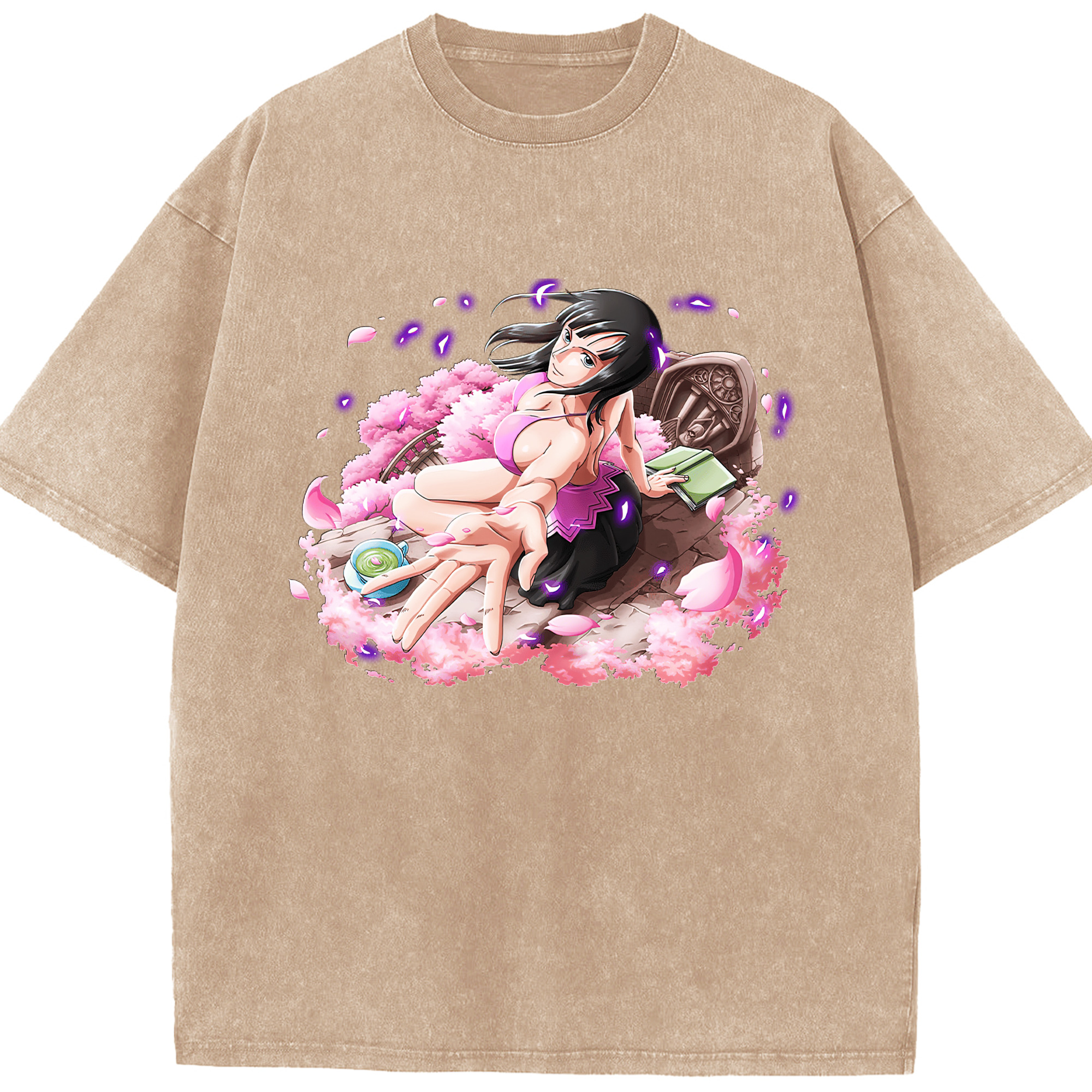 ワンピース ニコ・ロビン ONE PIECE Nico Robin 綿100% ヴィンテージ風 半袖Tシャツ（フロントプリント）