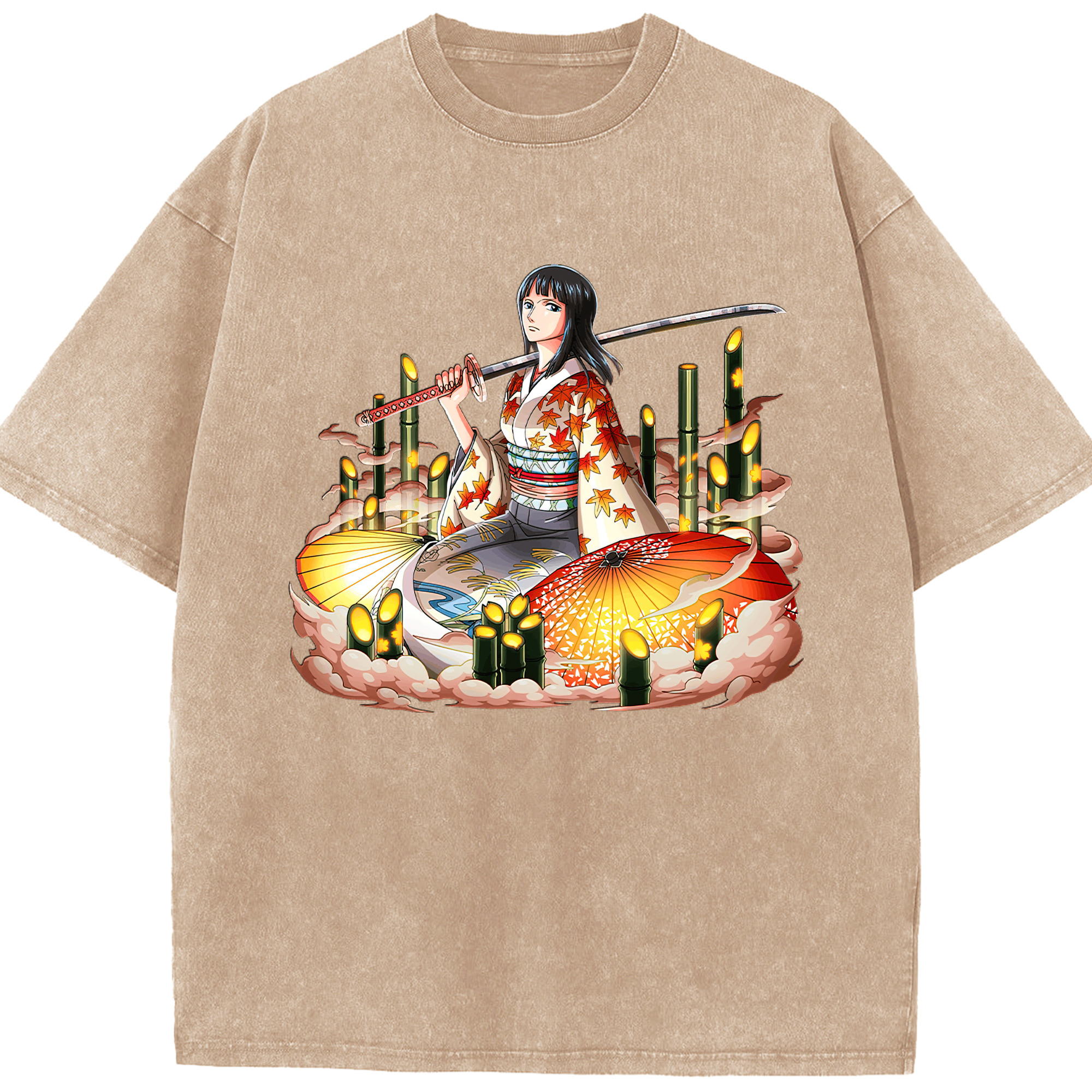 ワンピース ニコ・ロビン ONE PIECE Nico Robin 綿100% ヴィンテージ風 半袖Tシャツ（フロントプリント）