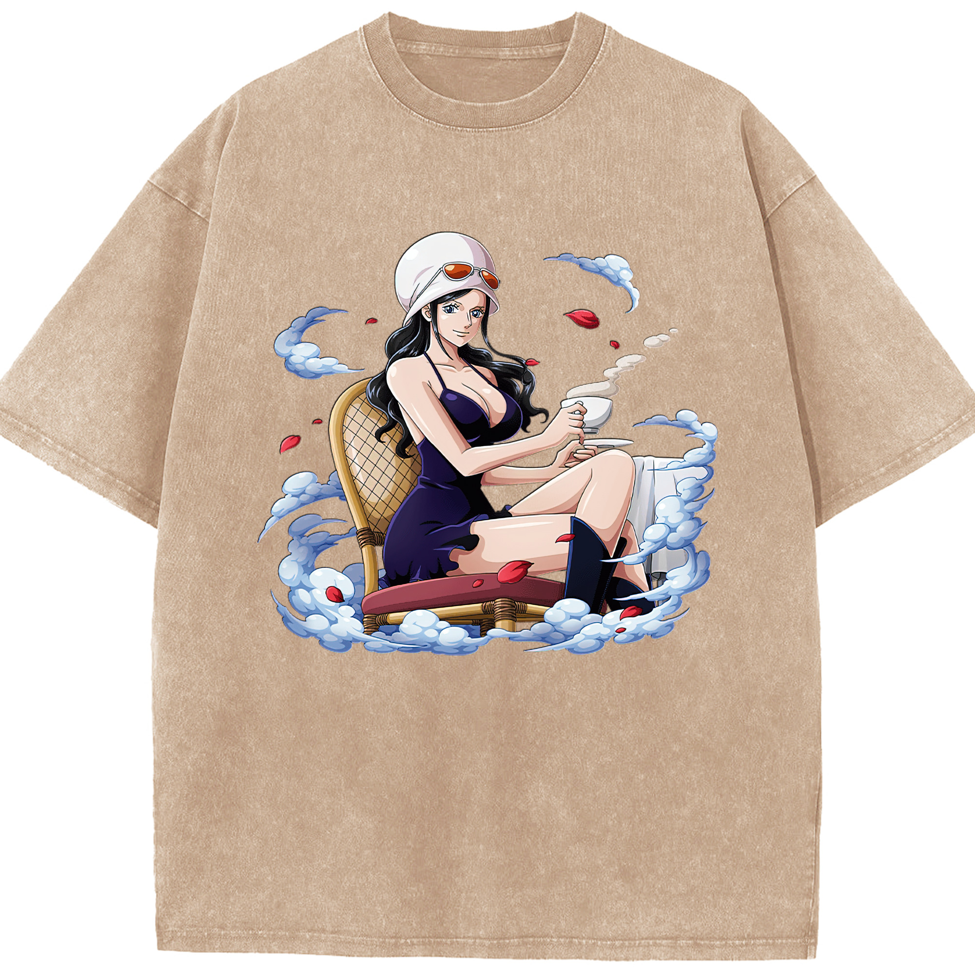 ワンピース ニコ・ロビン ONE PIECE Nico Robin 綿100% ヴィンテージ風 半袖Tシャツ（フロントプリント）