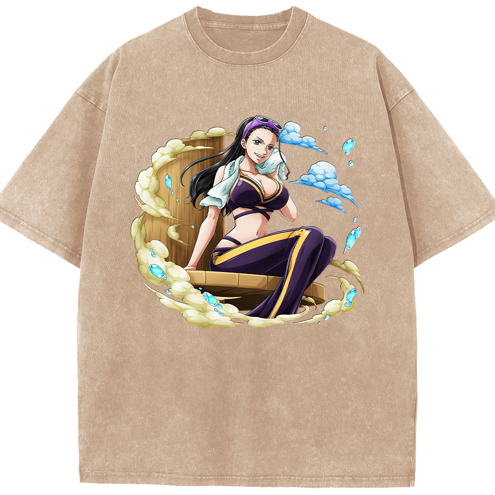 ワンピース ニコ・ロビン ONE PIECE Nico Robin 綿100% ヴィンテージ風 半袖Tシャツ（フロントプリント）