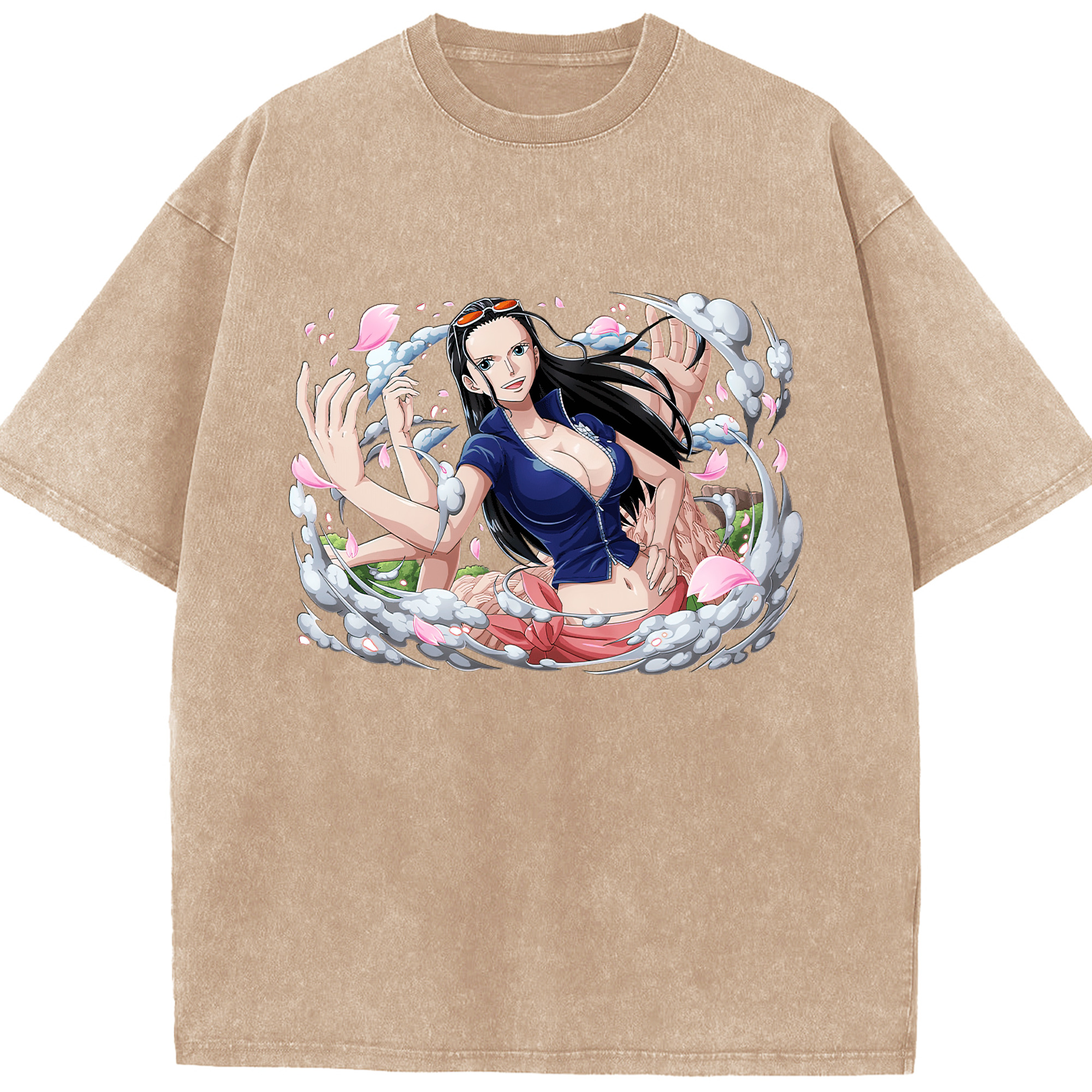 ワンピース ニコ・ロビン ONE PIECE Nico Robin 綿100% ヴィンテージ風 半袖Tシャツ（フロントプリント）