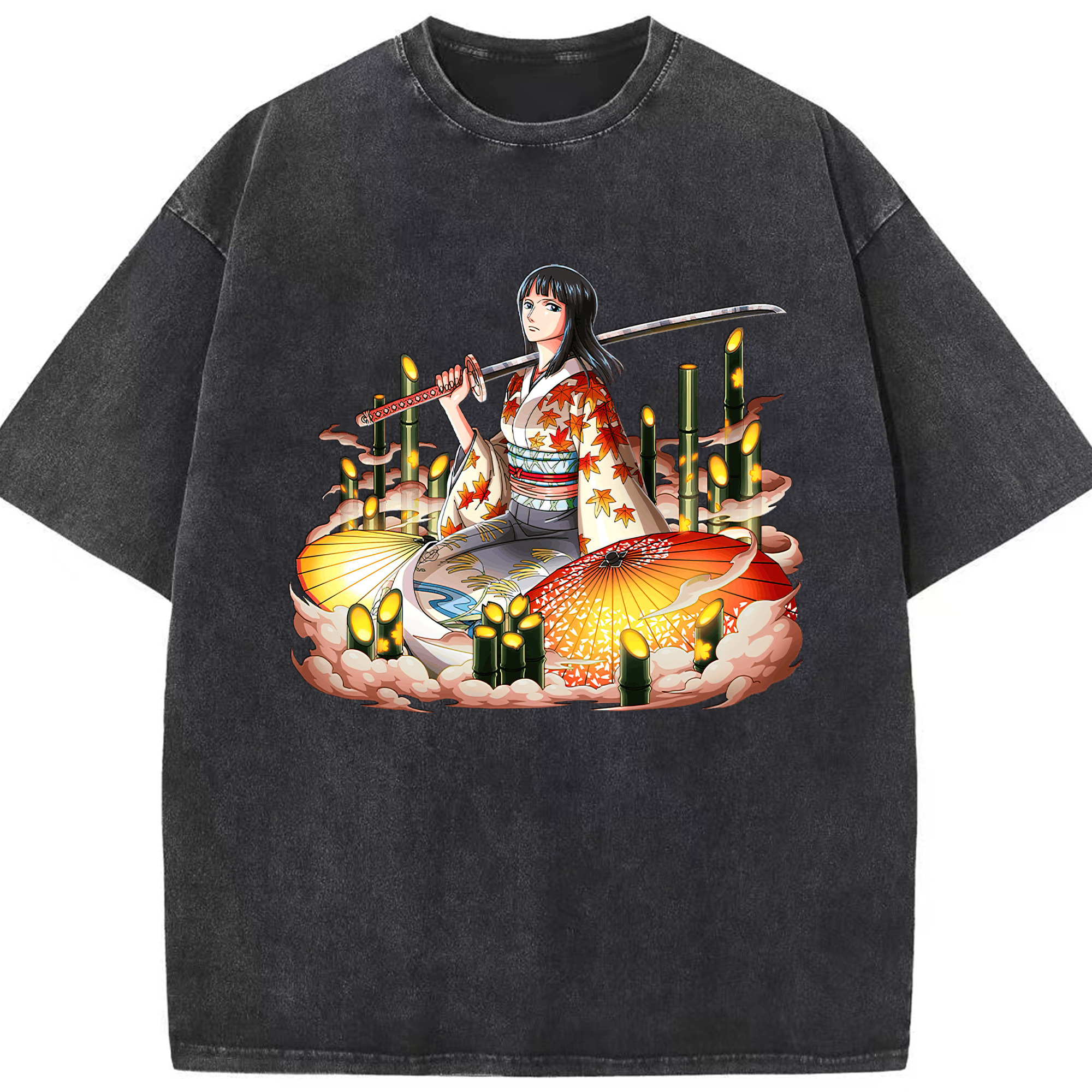 ワンピース ニコ・ロビン ONE PIECE Nico Robin 綿100% ヴィンテージ風 半袖Tシャツ（フロントプリント）