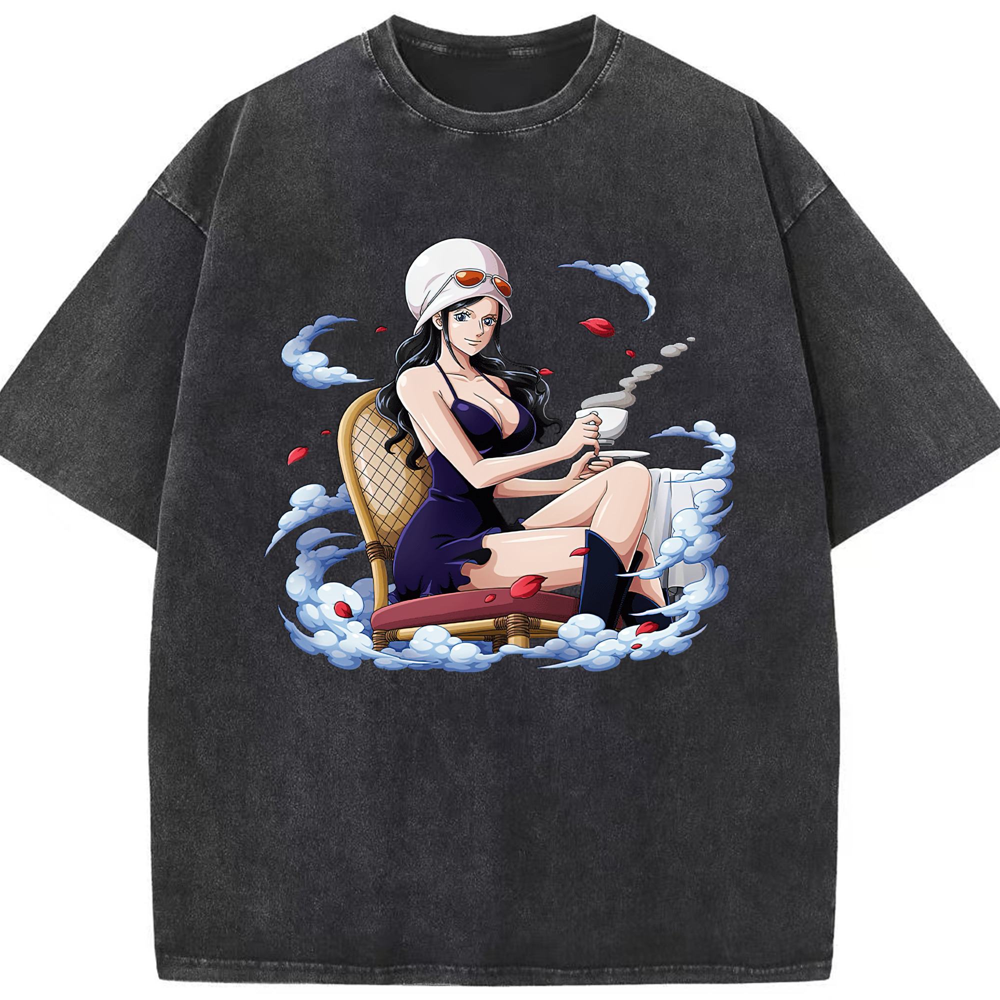 ワンピース ニコ・ロビン ONE PIECE Nico Robin 綿100% ヴィンテージ風 半袖Tシャツ（フロントプリント）