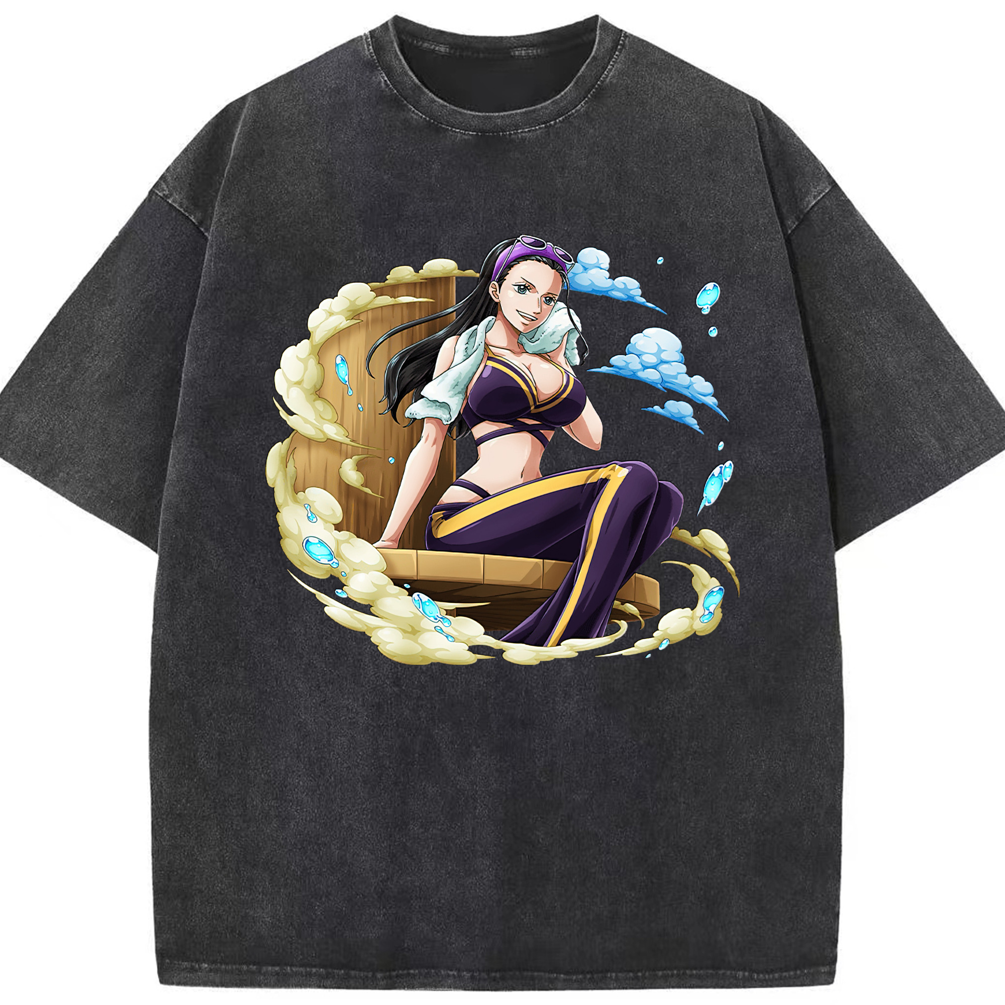 ワンピース ニコ・ロビン ONE PIECE Nico Robin 綿100% ヴィンテージ風 半袖Tシャツ（フロントプリント）