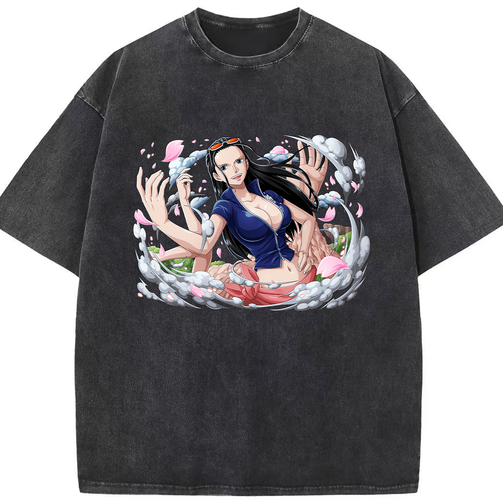 ワンピース ニコ・ロビン ONE PIECE Nico Robin 綿100% ヴィンテージ風 半袖Tシャツ（フロントプリント）