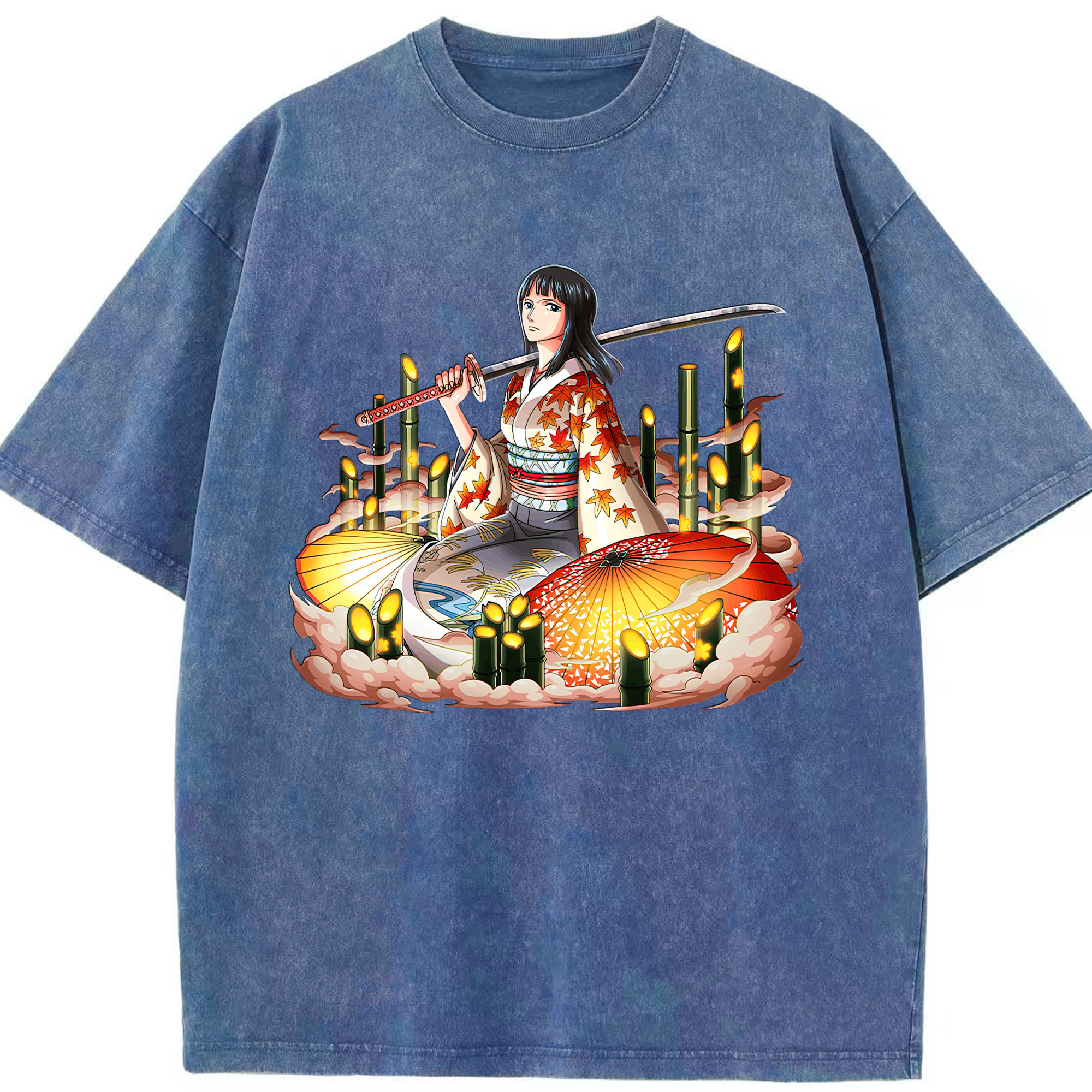 ワンピース ニコ・ロビン ONE PIECE Nico Robin 綿100% ヴィンテージ風 半袖Tシャツ（フロントプリント）