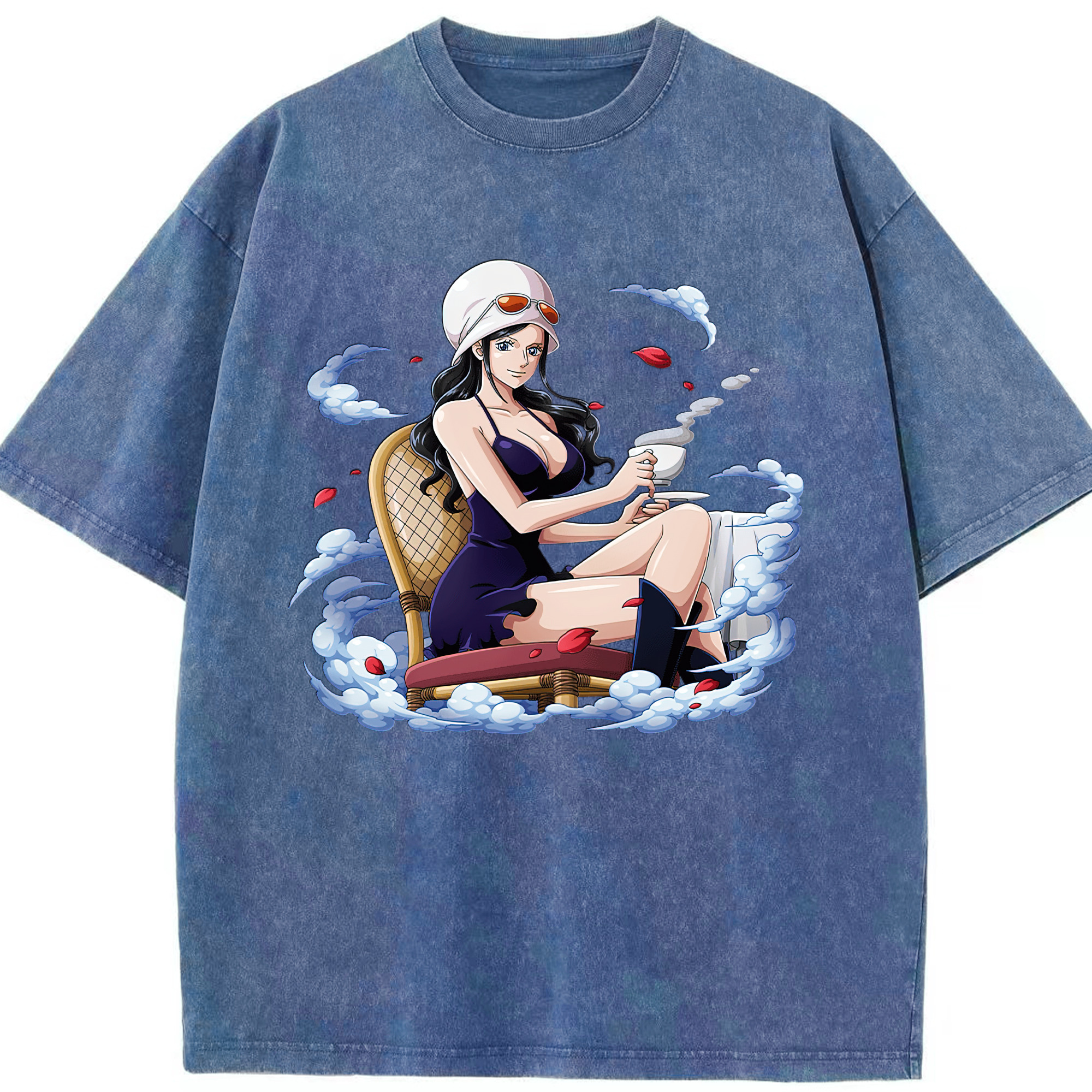 ワンピース ニコ・ロビン ONE PIECE Nico Robin 綿100% ヴィンテージ風 半袖Tシャツ（フロントプリント）