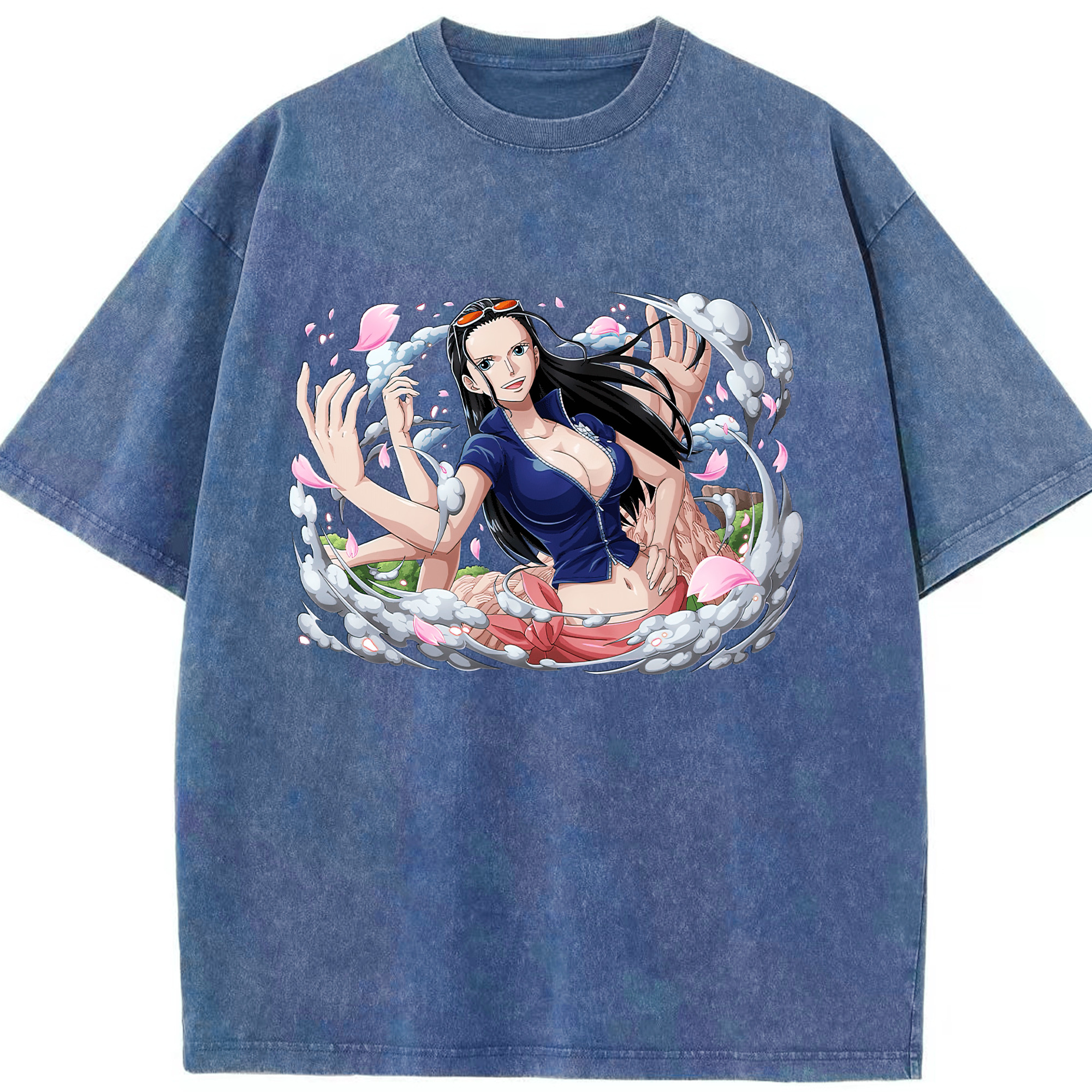 ワンピース ニコ・ロビン ONE PIECE Nico Robin 綿100% ヴィンテージ風 半袖Tシャツ（フロントプリント）