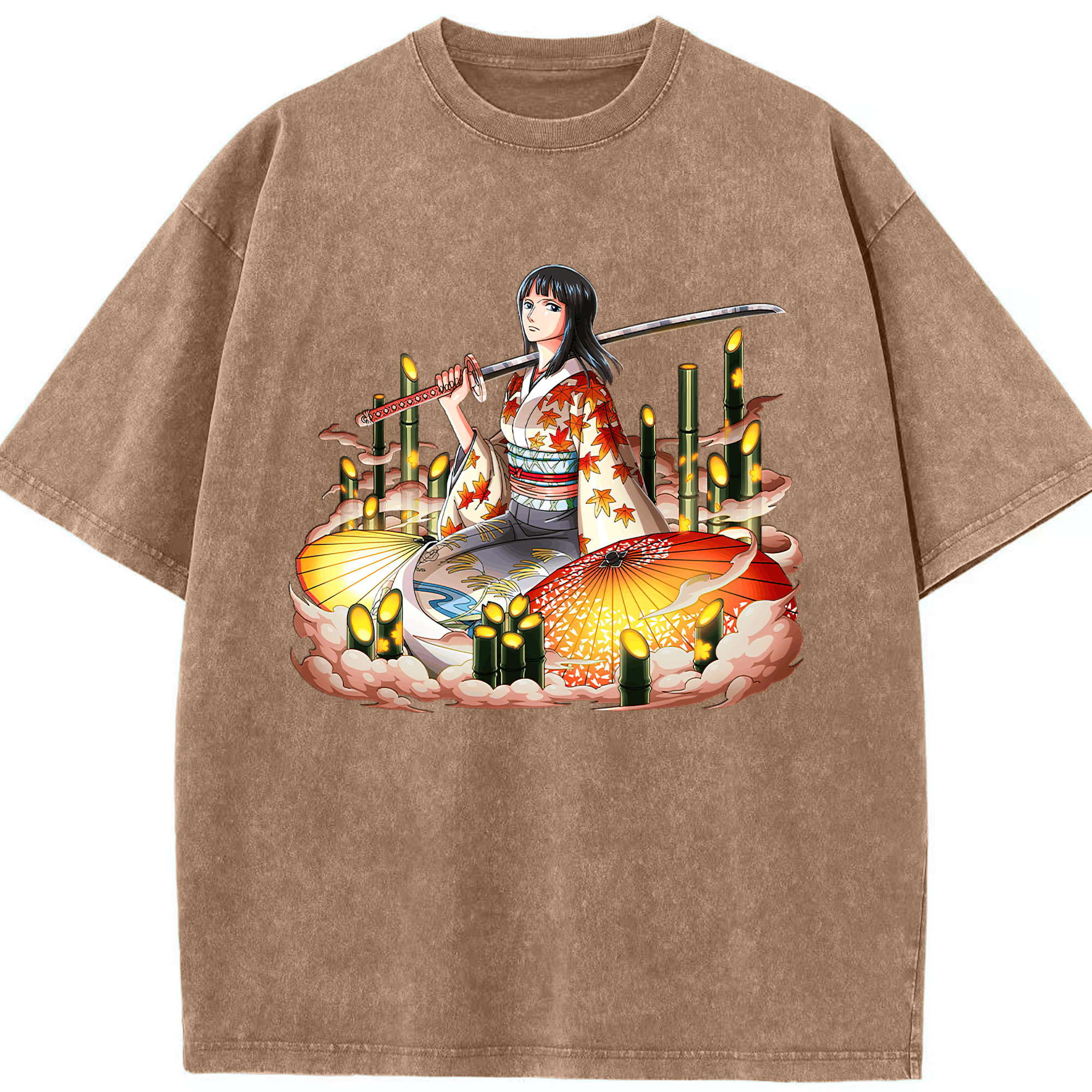 ワンピース ニコ・ロビン ONE PIECE Nico Robin 綿100% ヴィンテージ風 半袖Tシャツ（フロントプリント）