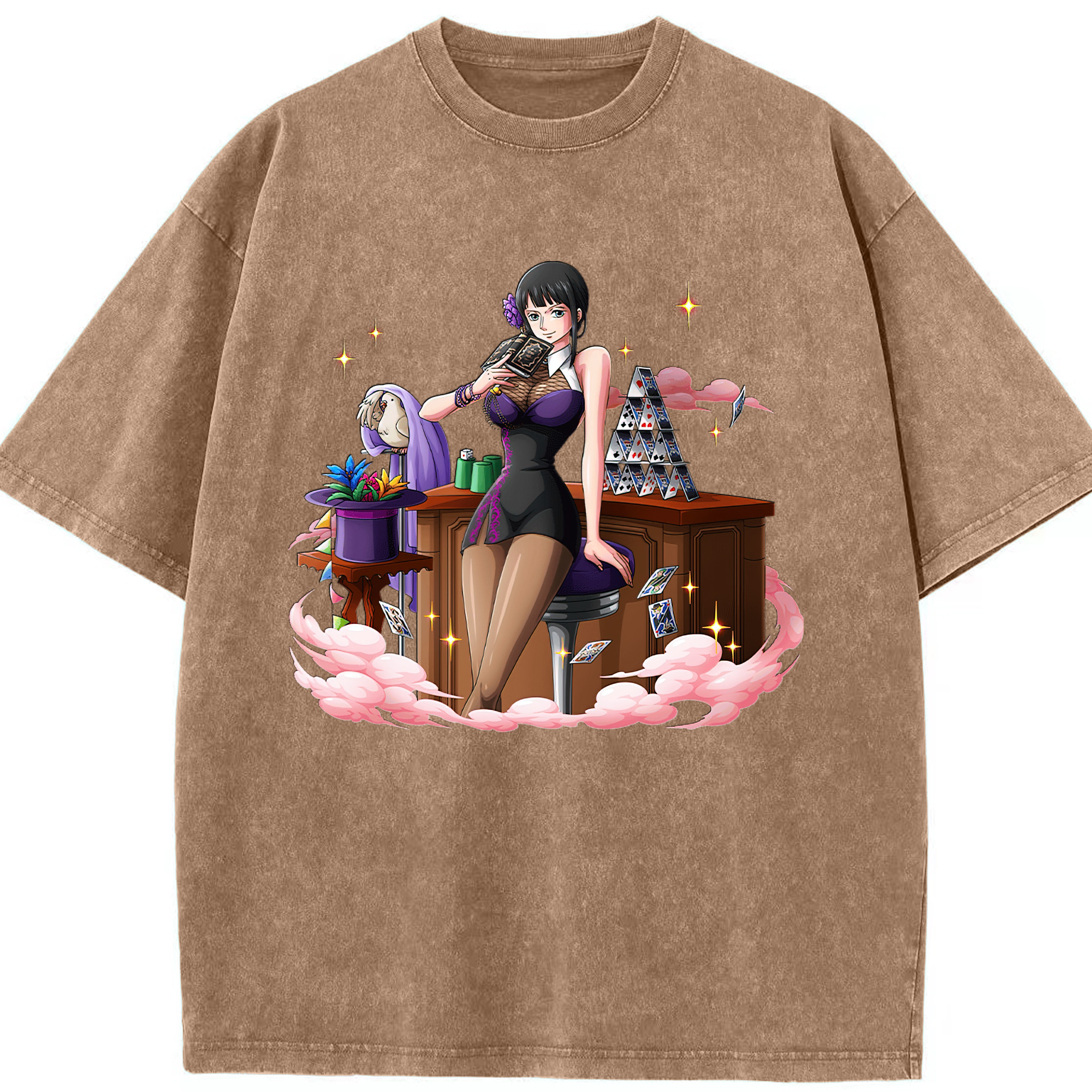 ワンピース ニコ・ロビン ONE PIECE Nico Robin 綿100% ヴィンテージ風 半袖Tシャツ（フロントプリント）