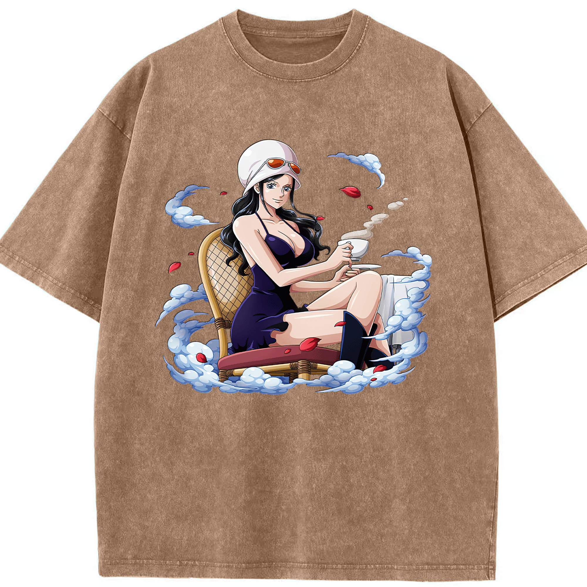 ワンピース ニコ・ロビン ONE PIECE Nico Robin 綿100% ヴィンテージ風 半袖Tシャツ（フロントプリント）