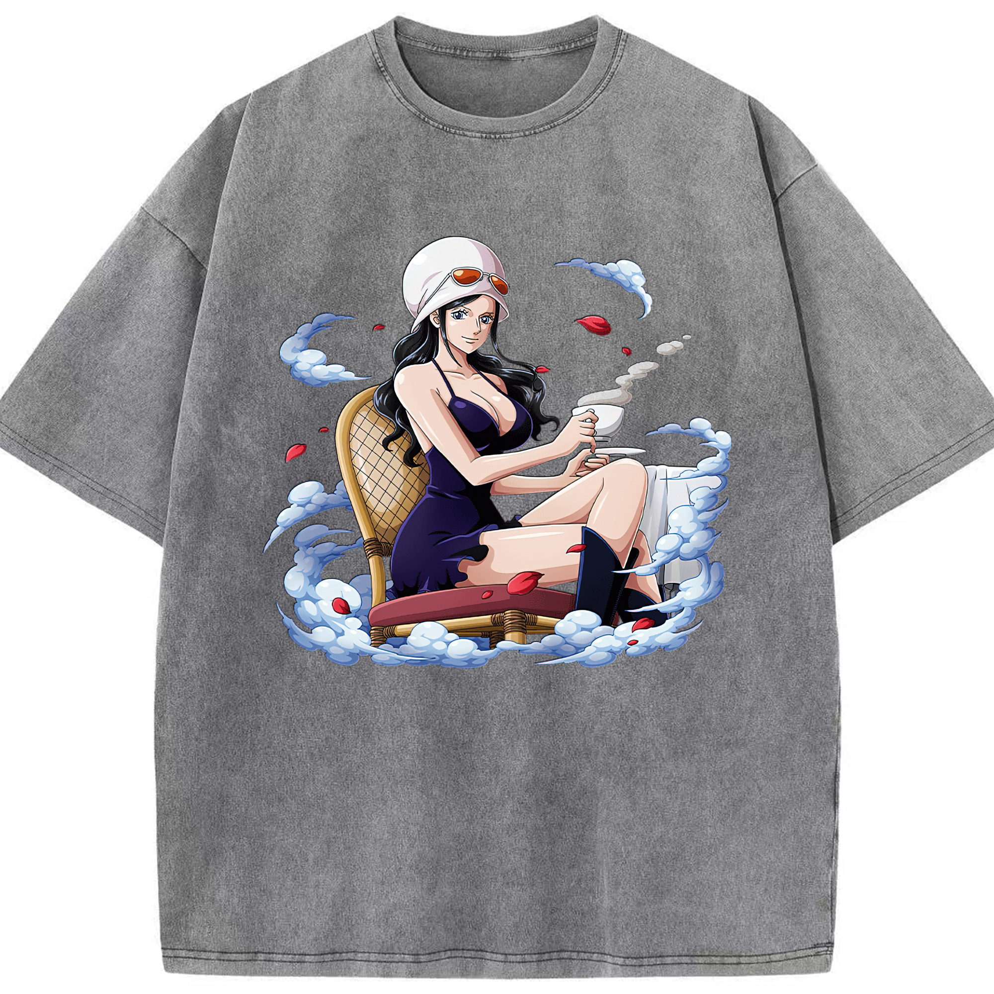 ワンピース ニコ・ロビン ONE PIECE Nico Robin 綿100% ヴィンテージ風 半袖Tシャツ（フロントプリント）