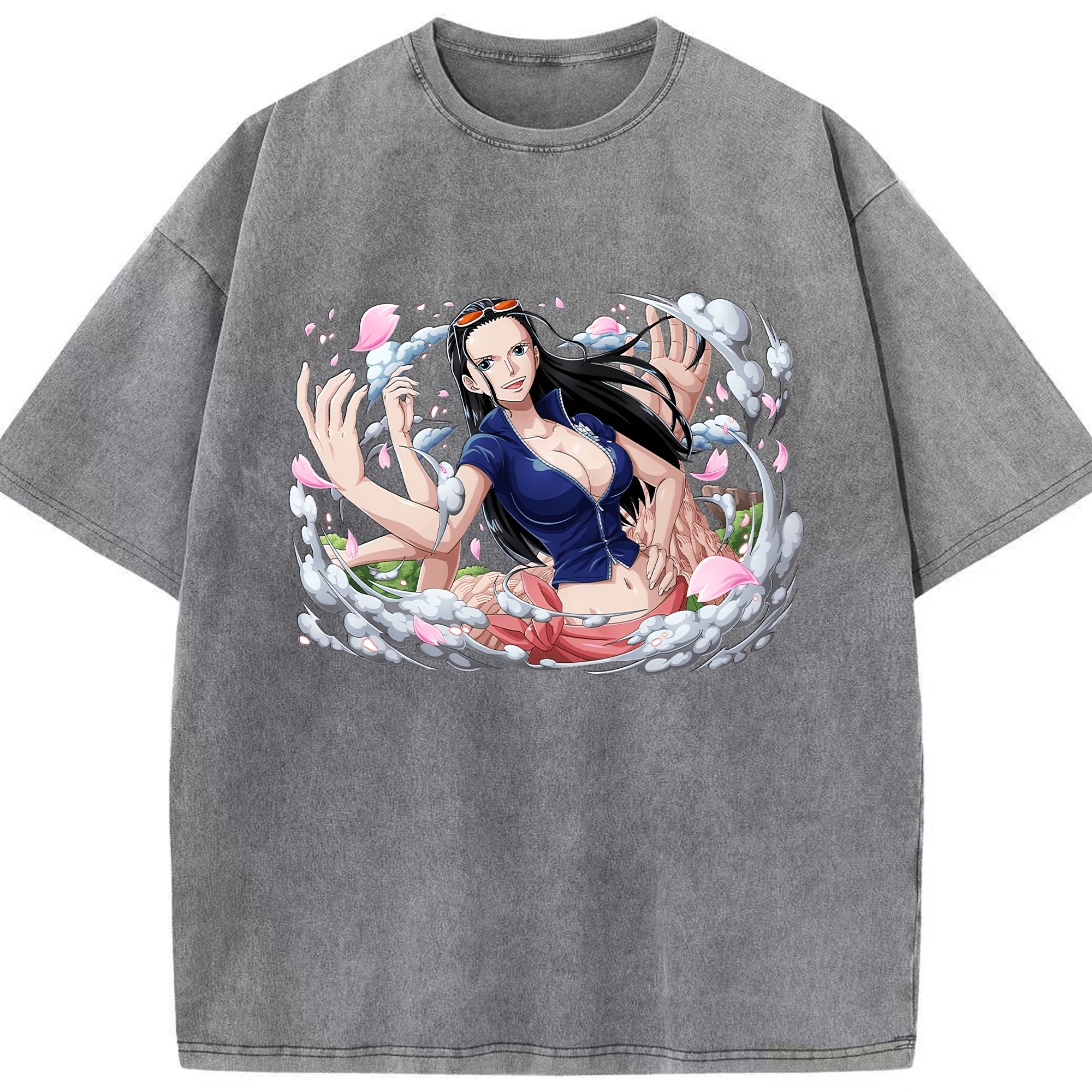 ワンピース ニコ・ロビン ONE PIECE Nico Robin 綿100% ヴィンテージ風 半袖Tシャツ（フロントプリント）
