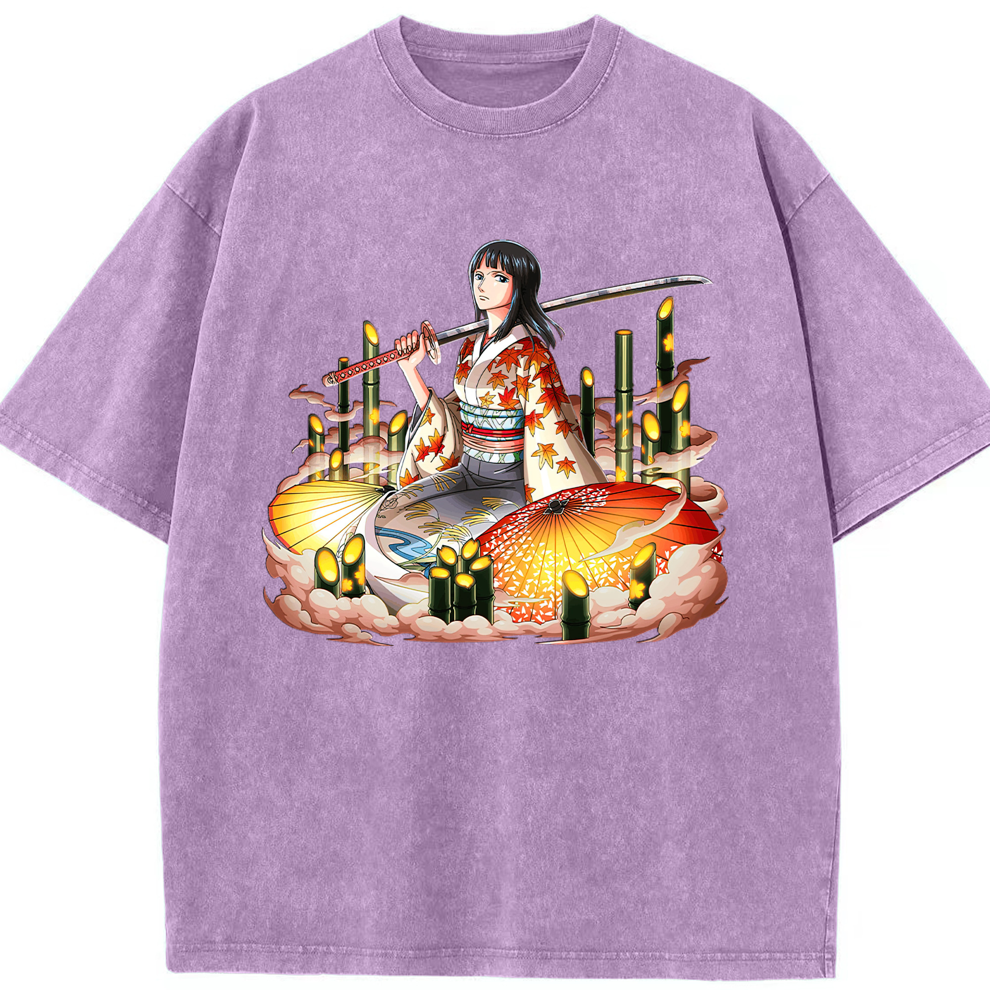 ワンピース ニコ・ロビン ONE PIECE Nico Robin 綿100% ヴィンテージ風 半袖Tシャツ（フロントプリント）