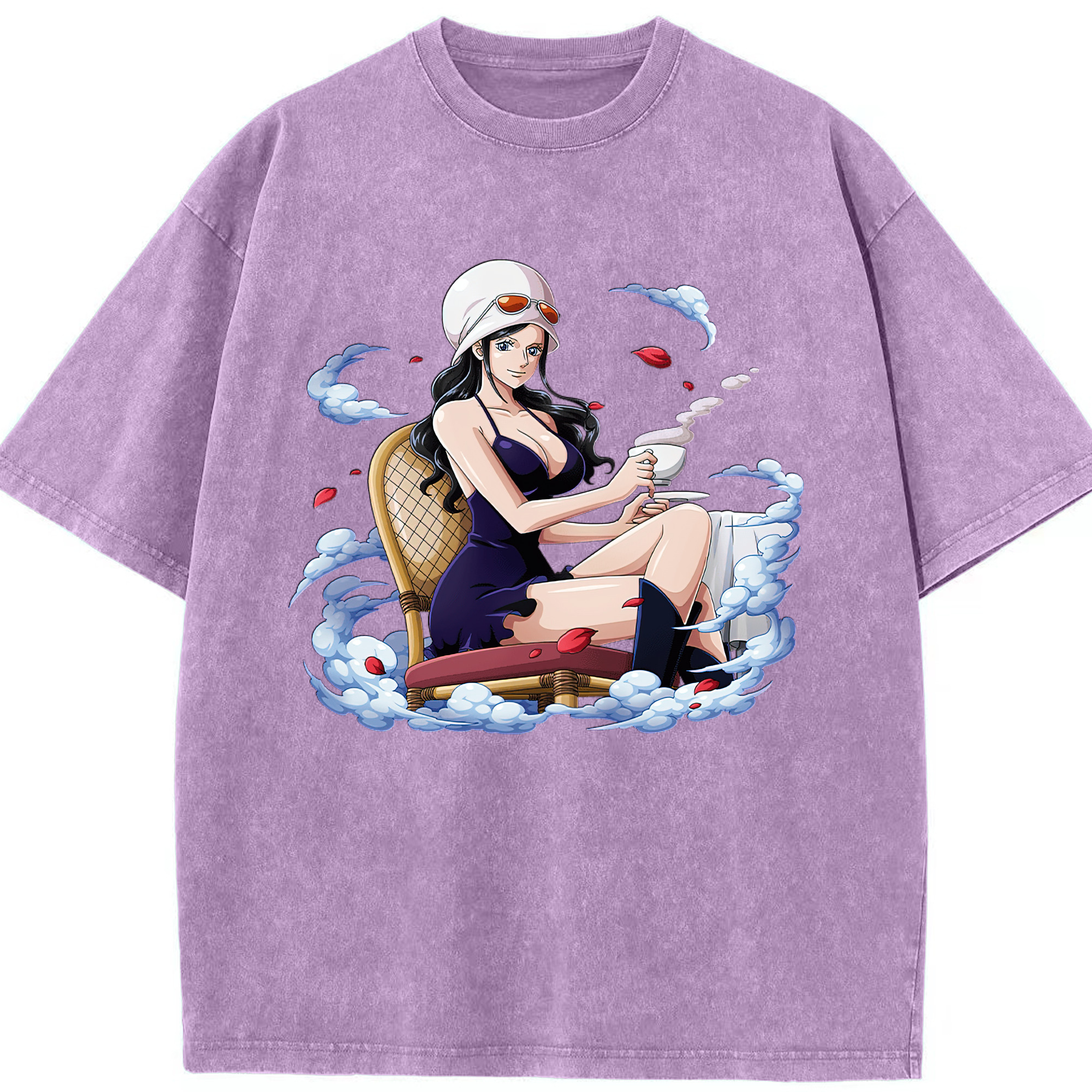 ワンピース ニコ・ロビン ONE PIECE Nico Robin 綿100% ヴィンテージ風 半袖Tシャツ（フロントプリント）
