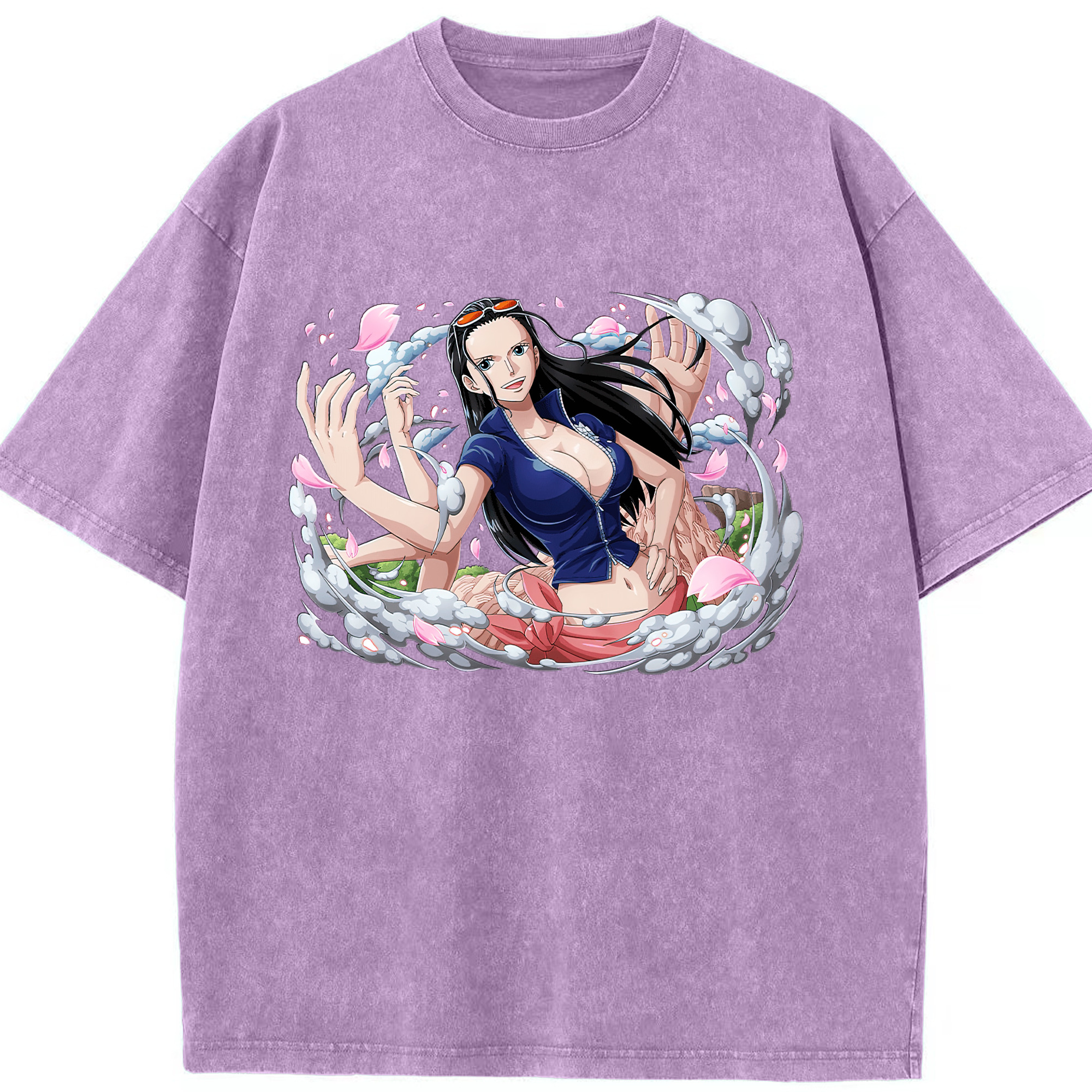 ワンピース ニコ・ロビン ONE PIECE Nico Robin 綿100% ヴィンテージ風 半袖Tシャツ（フロントプリント）