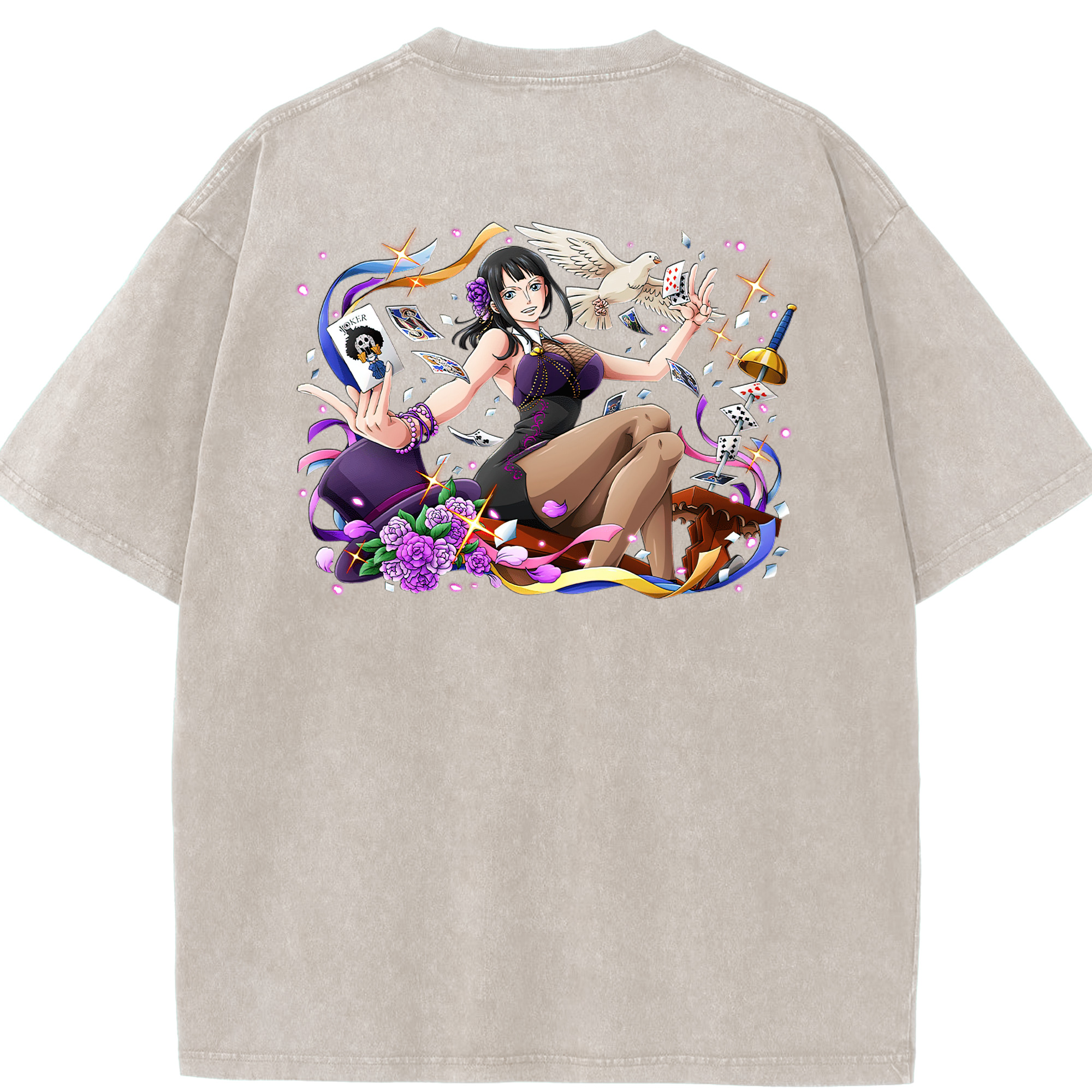ワンピース ニコ・ロビン ONE PIECE Nico Robin 綿100% ヴィンテージ風 半袖Tシャツ（背面プリント）