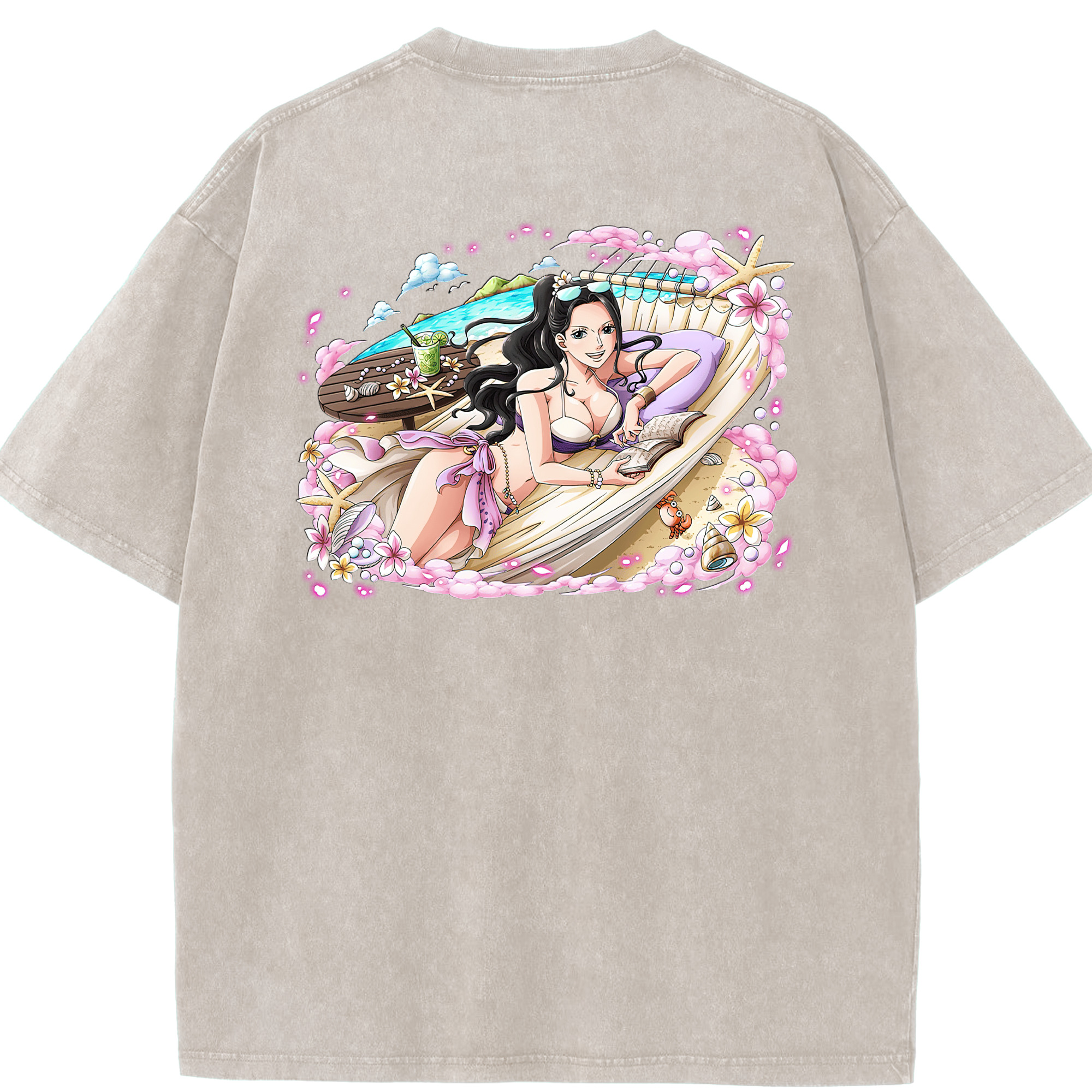 ワンピース ニコ・ロビン ONE PIECE Nico Robin 綿100% ヴィンテージ風 半袖Tシャツ（背面プリント）
