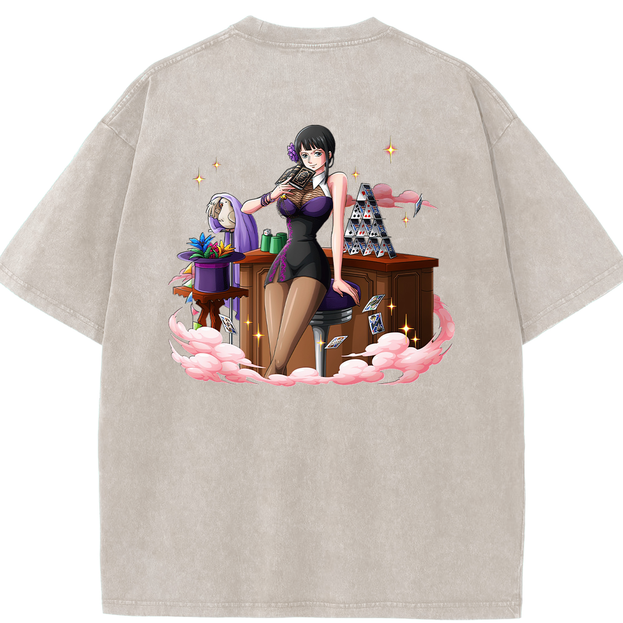 ワンピース ニコ・ロビン ONE PIECE Nico Robin 綿100% ヴィンテージ風 半袖Tシャツ（背面プリント）