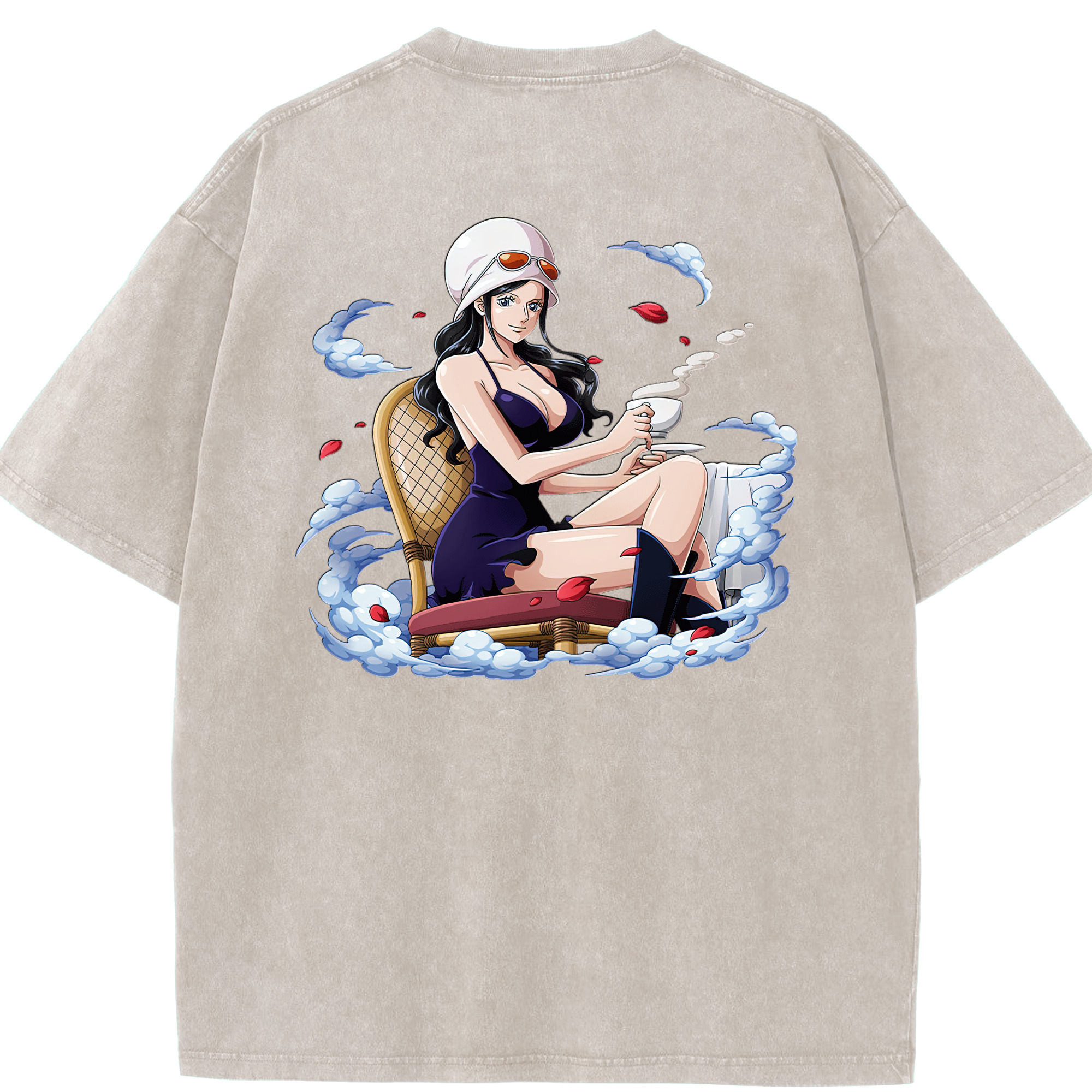 ワンピース ニコ・ロビン ONE PIECE Nico Robin 綿100% ヴィンテージ風 半袖Tシャツ（背面プリント）