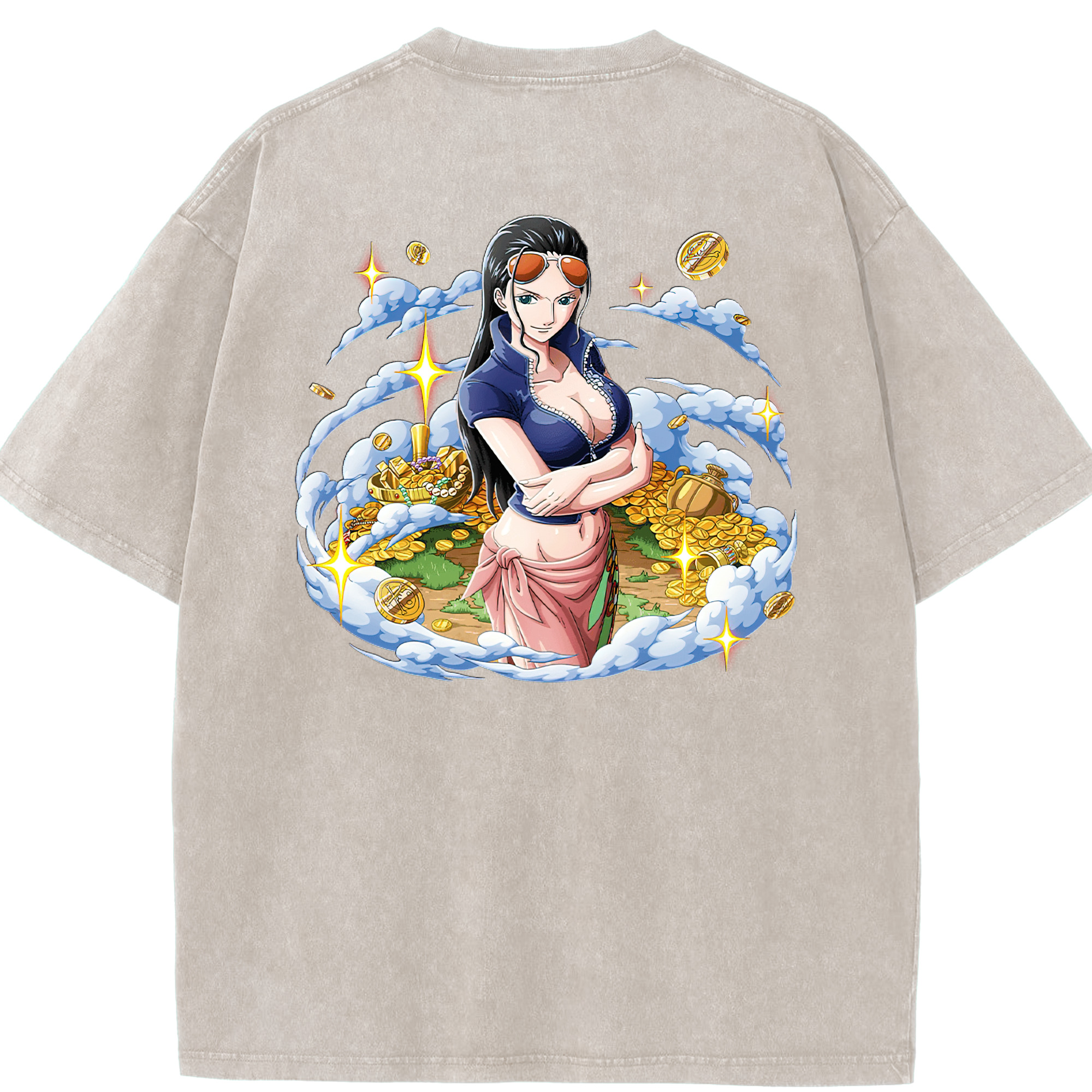 ワンピース ニコ・ロビン ONE PIECE Nico Robin 綿100% ヴィンテージ風 半袖Tシャツ（背面プリント）