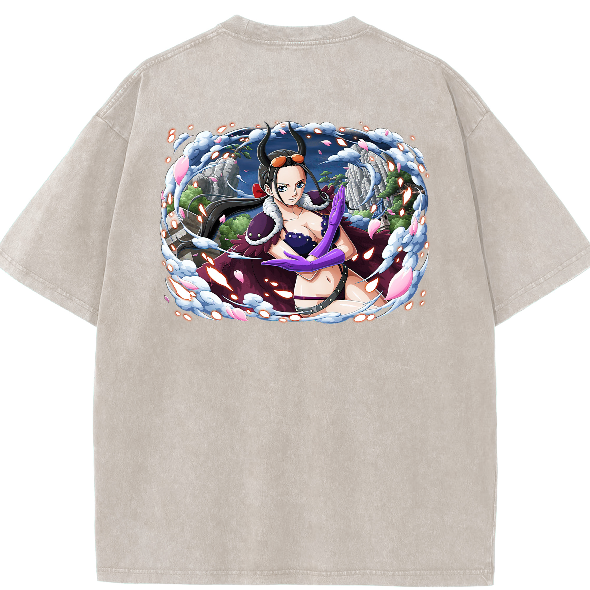 ワンピース ニコ・ロビン ONE PIECE Nico Robin 綿100% ヴィンテージ風 半袖Tシャツ（背面プリント）