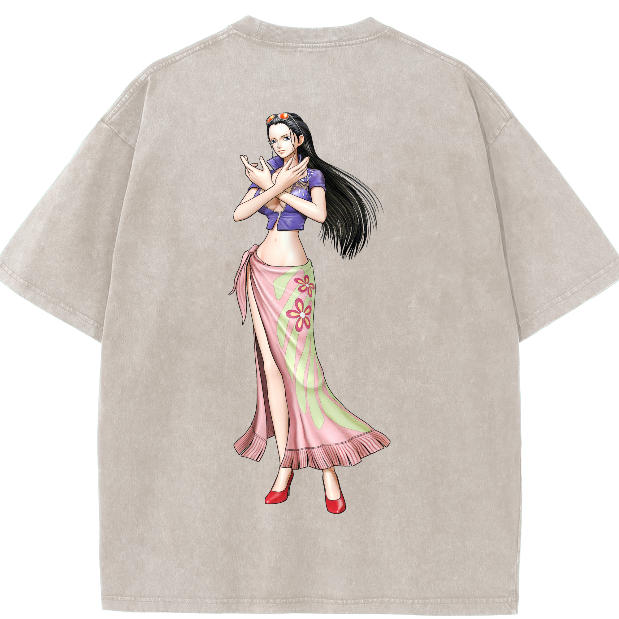 ワンピース ニコ・ロビン ONE PIECE Nico Robin 綿100% ヴィンテージ風 半袖Tシャツ（背面プリント）