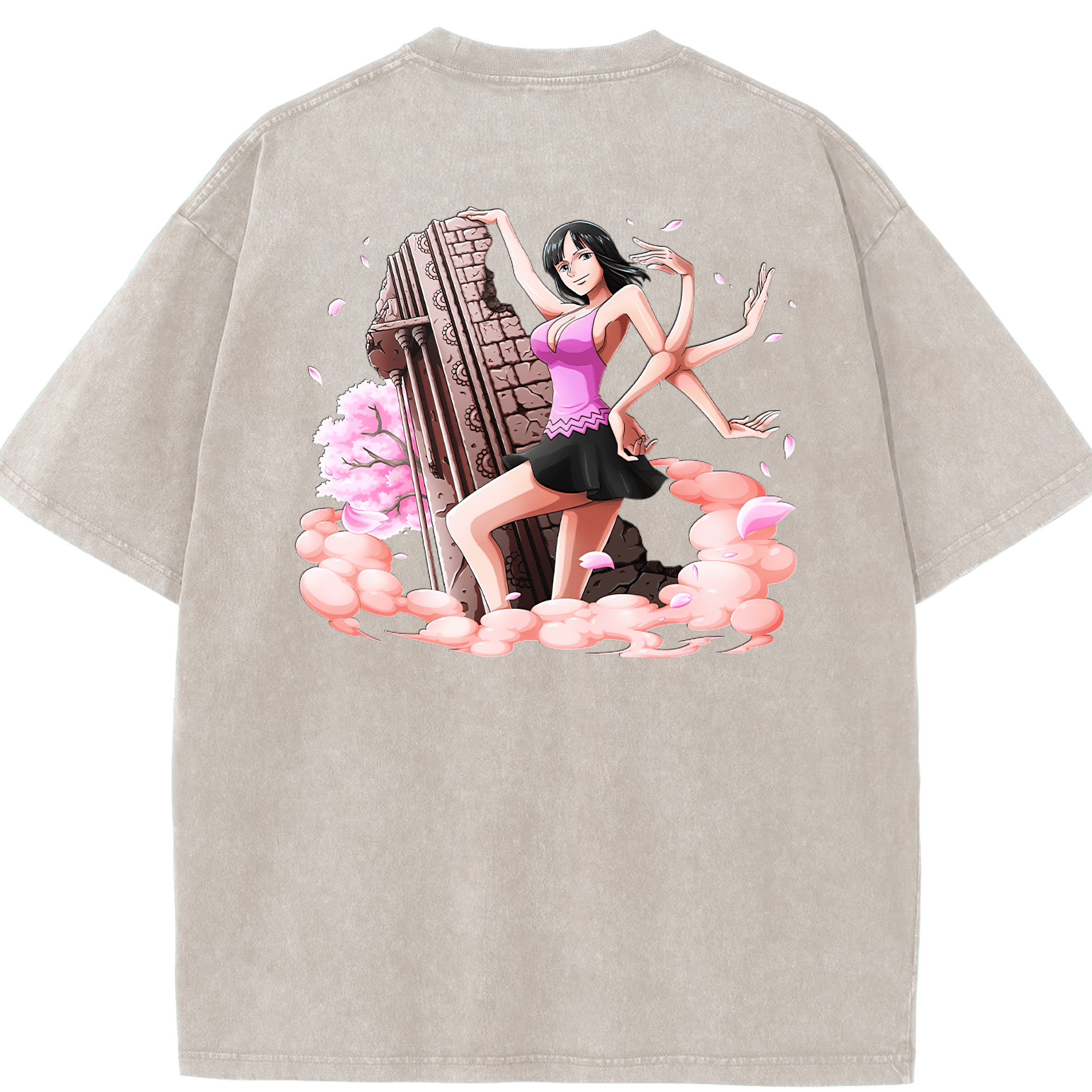 ワンピース ニコ・ロビン ONE PIECE Nico Robin 綿100% ヴィンテージ風 半袖Tシャツ（背面プリント）