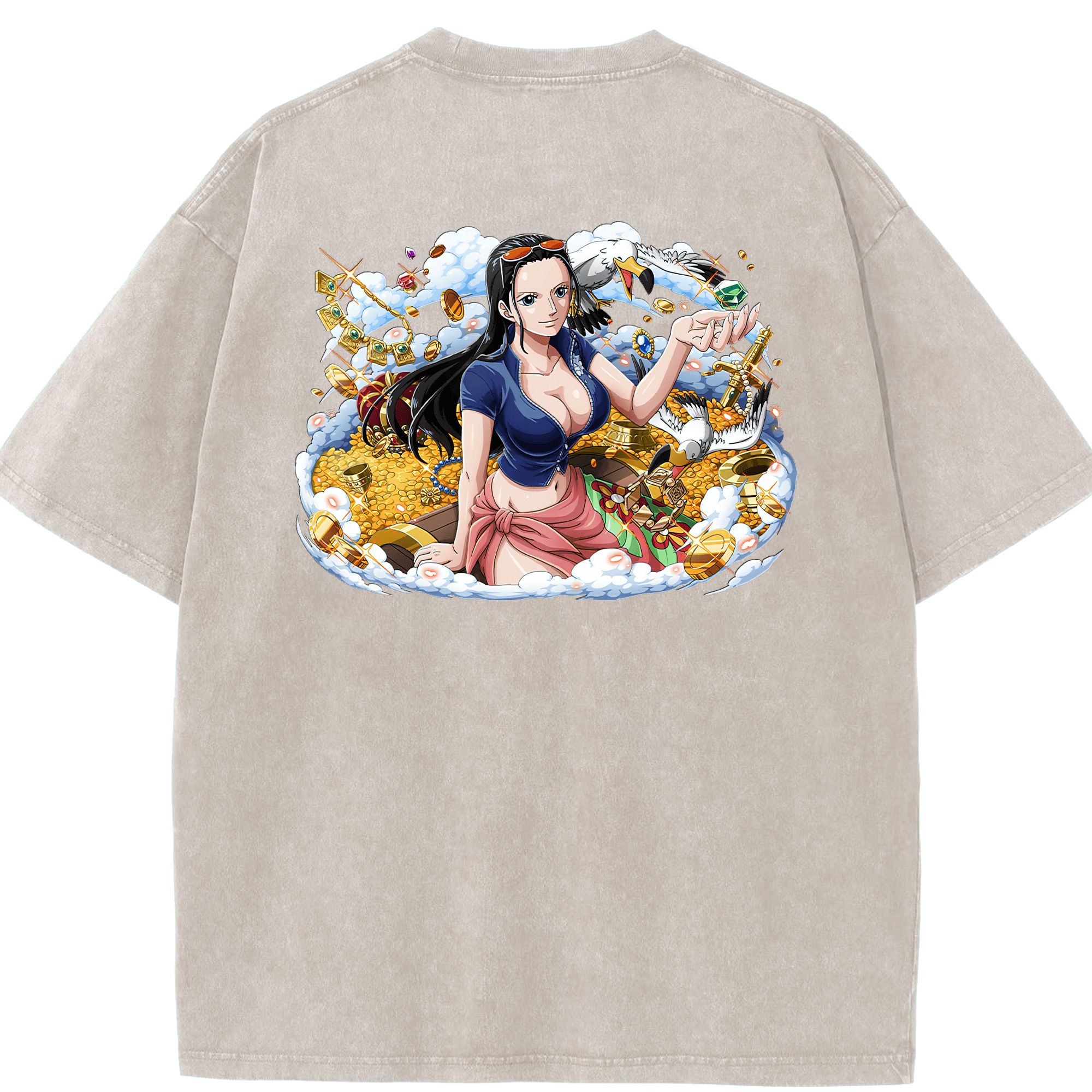 ワンピース ニコ・ロビン ONE PIECE Nico Robin 綿100% ヴィンテージ風 半袖Tシャツ（背面プリント）