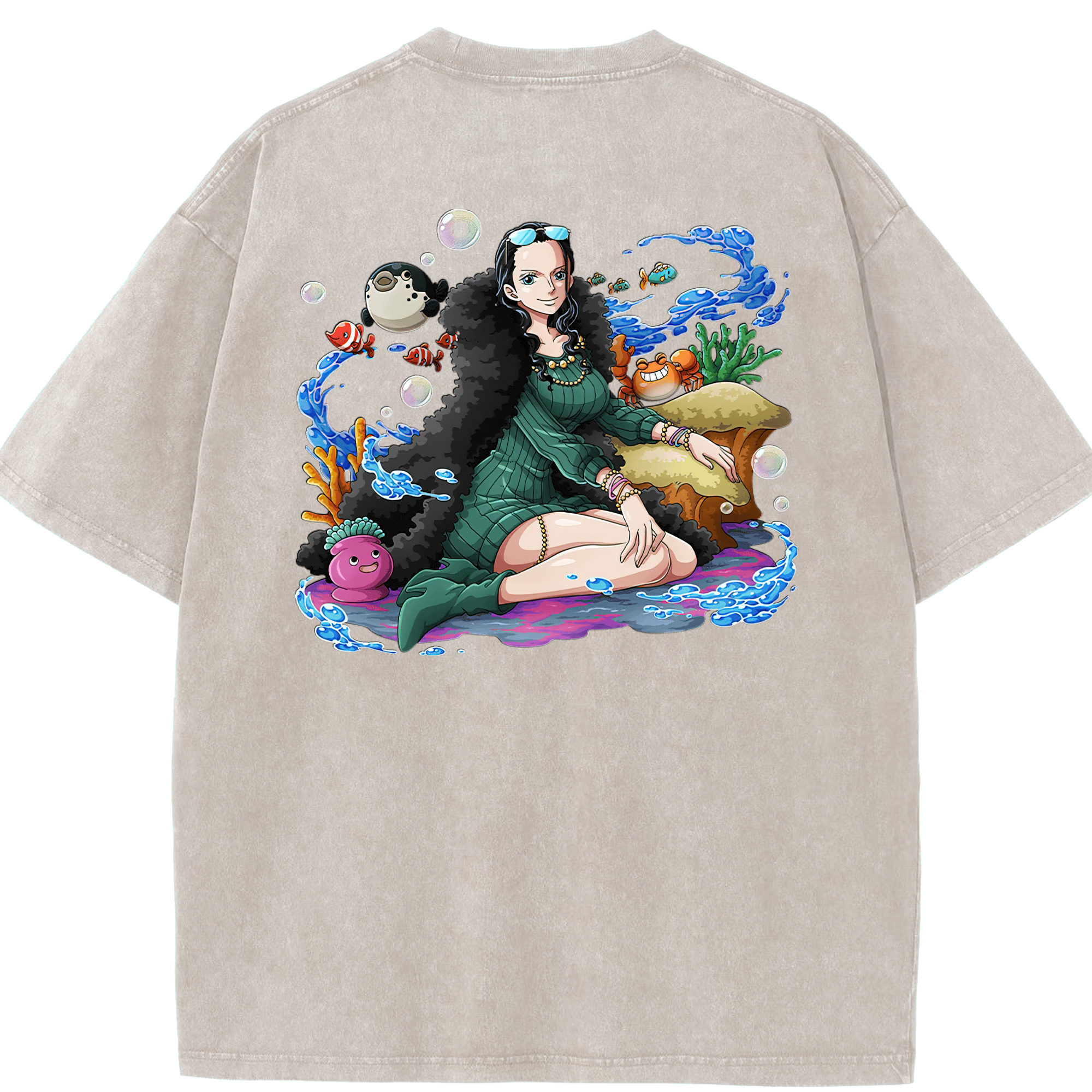 ワンピース ニコ・ロビン ONE PIECE Nico Robin 綿100% ヴィンテージ風 半袖Tシャツ（背面プリント）