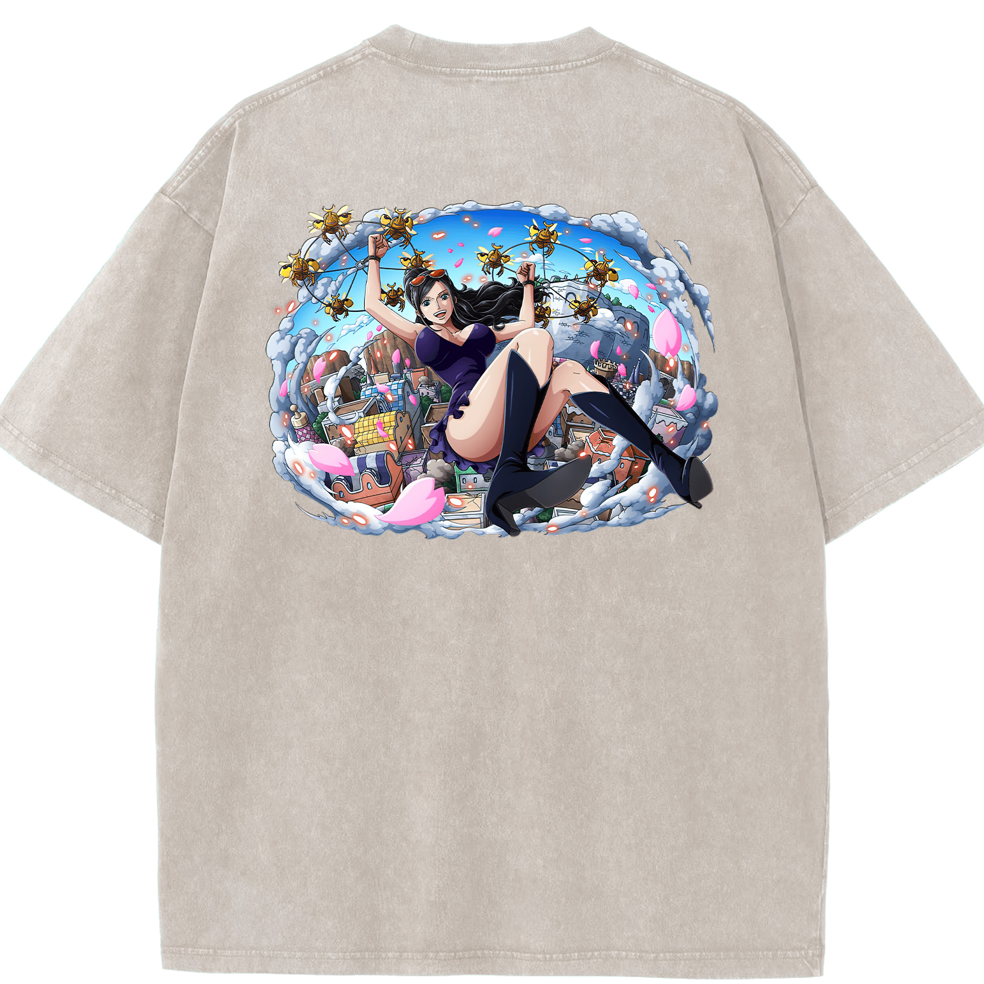 ワンピース ニコ・ロビン ONE PIECE Nico Robin 綿100% ヴィンテージ風 半袖Tシャツ（背面プリント）