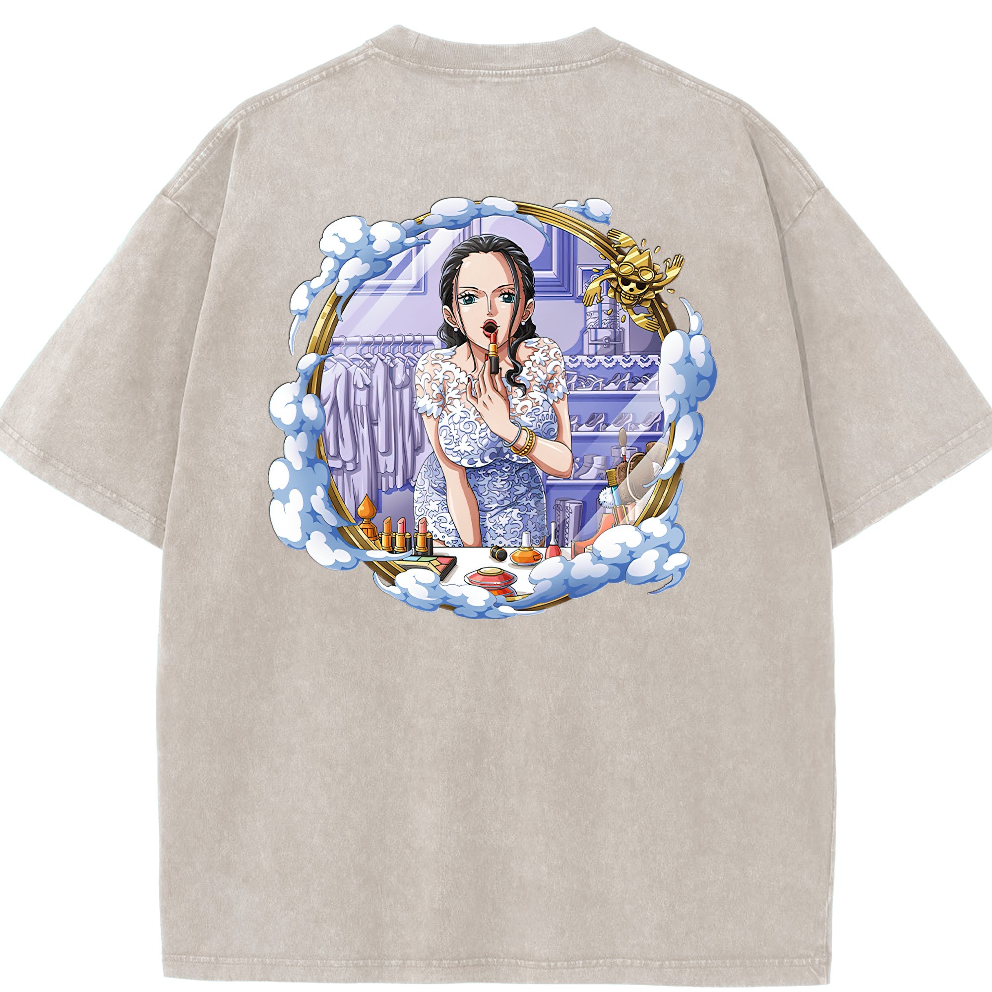 ワンピース ニコ・ロビン ONE PIECE Nico Robin 綿100% ヴィンテージ風 半袖Tシャツ（背面プリント）