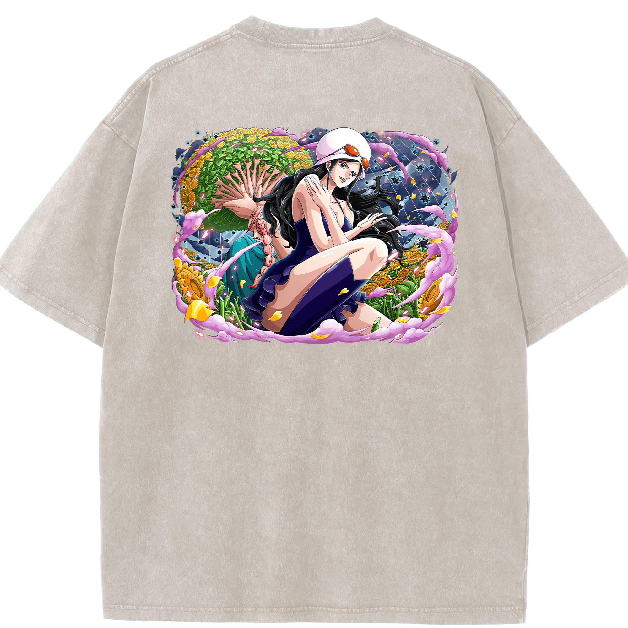 ワンピース ニコ・ロビン ONE PIECE Nico Robin 綿100% ヴィンテージ風 半袖Tシャツ（背面プリント）