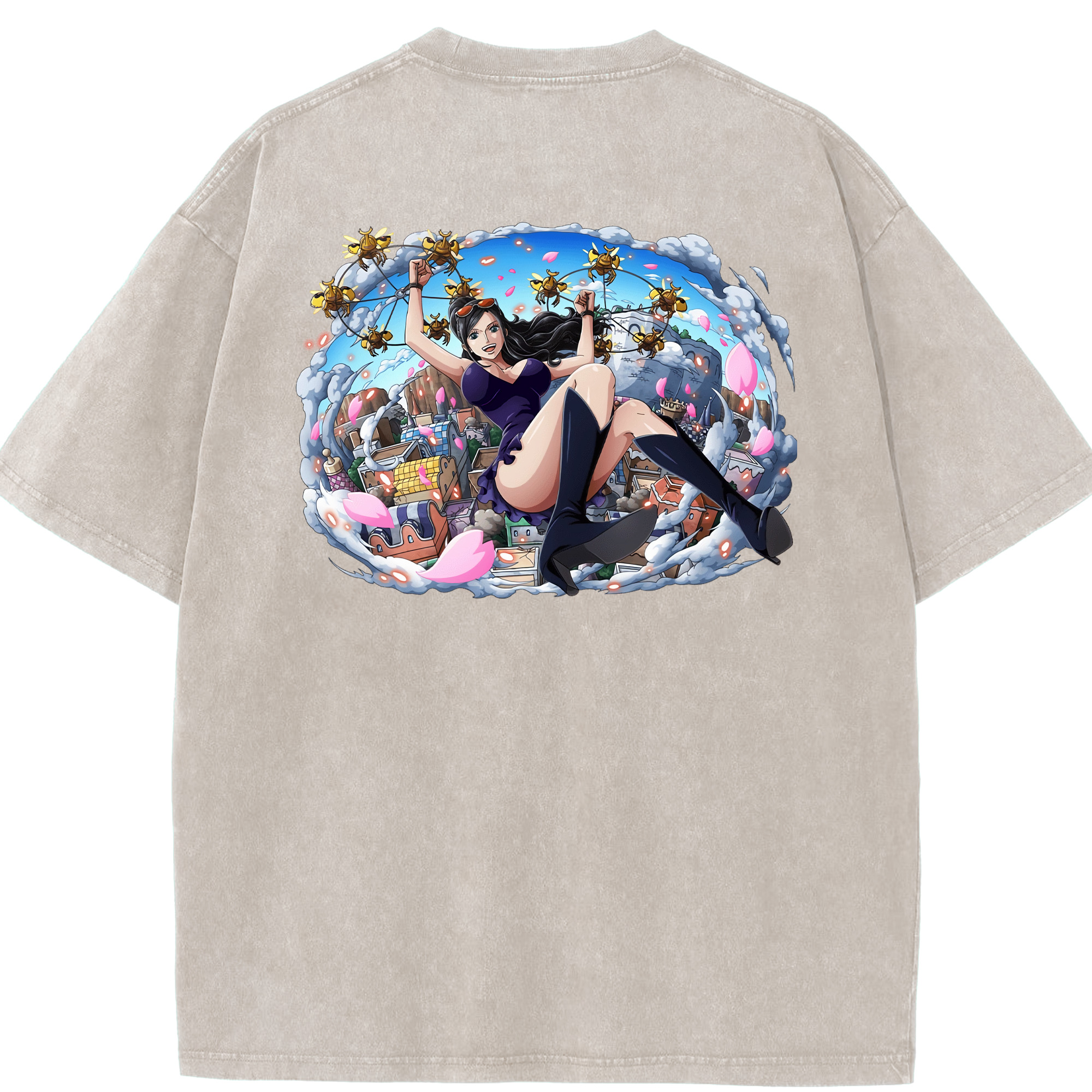 ワンピース ニコ・ロビン ONE PIECE Nico Robin 綿100% ヴィンテージ風 半袖Tシャツ（背面プリント）