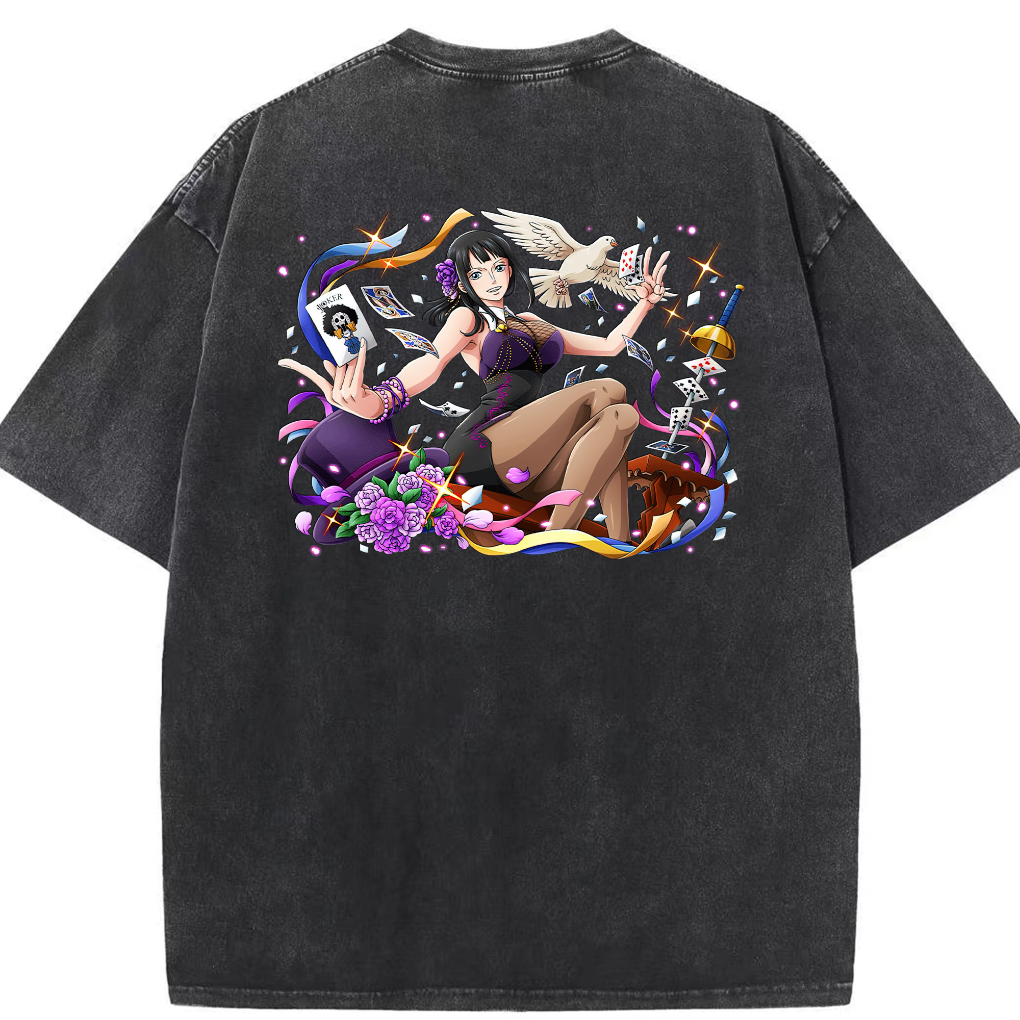 ワンピース ニコ・ロビン ONE PIECE Nico Robin 綿100% ヴィンテージ風 半袖Tシャツ（背面プリント）