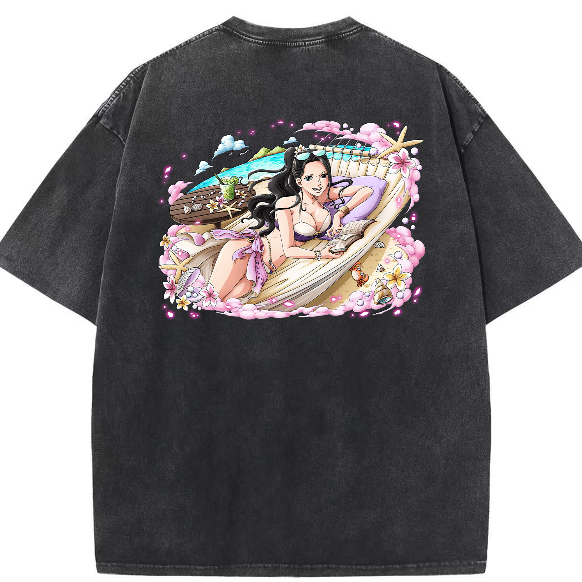 ワンピース ニコ・ロビン ONE PIECE Nico Robin 綿100% ヴィンテージ風 半袖Tシャツ（背面プリント）