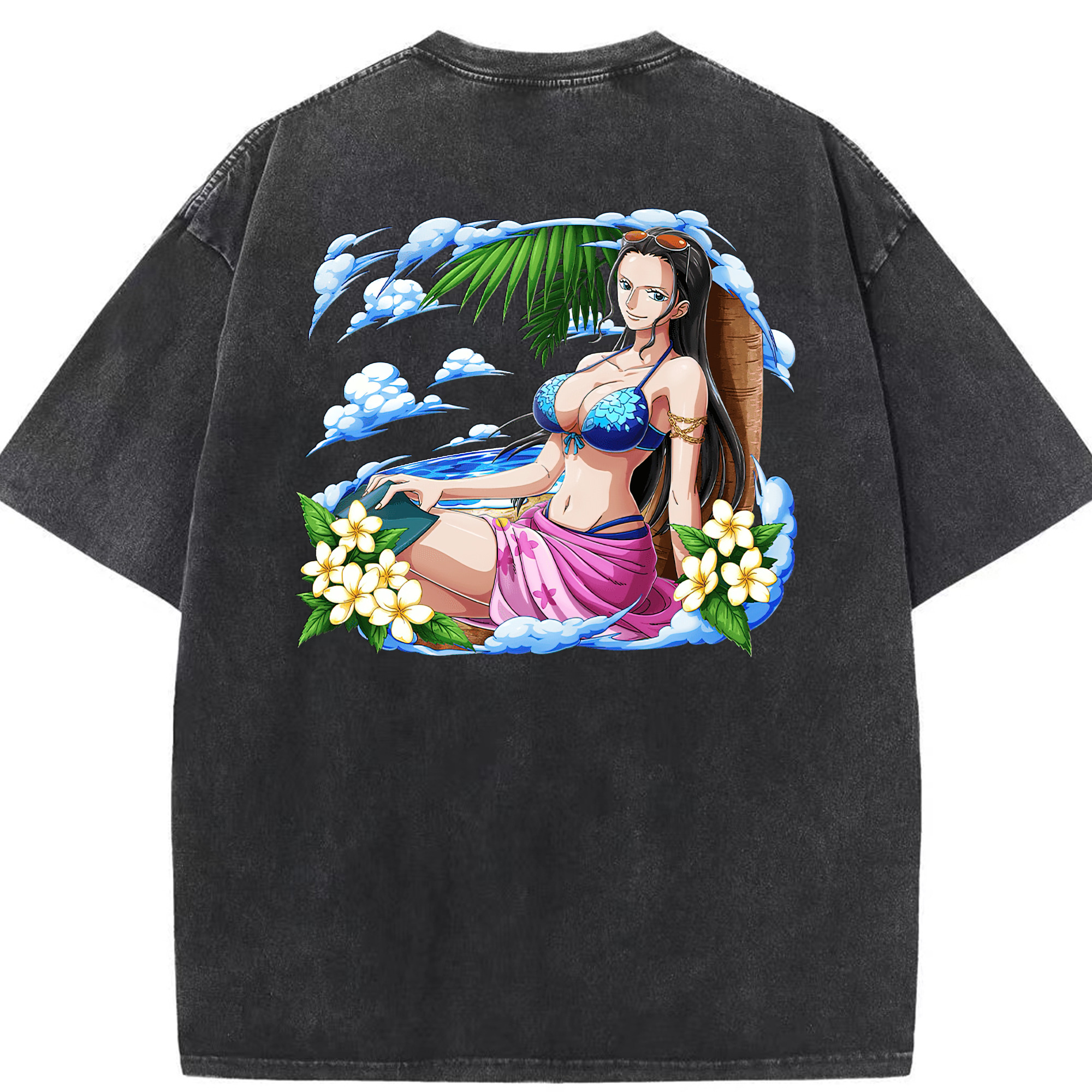ワンピース ニコ・ロビン ONE PIECE Nico Robin 綿100% ヴィンテージ風 半袖Tシャツ（背面プリント）