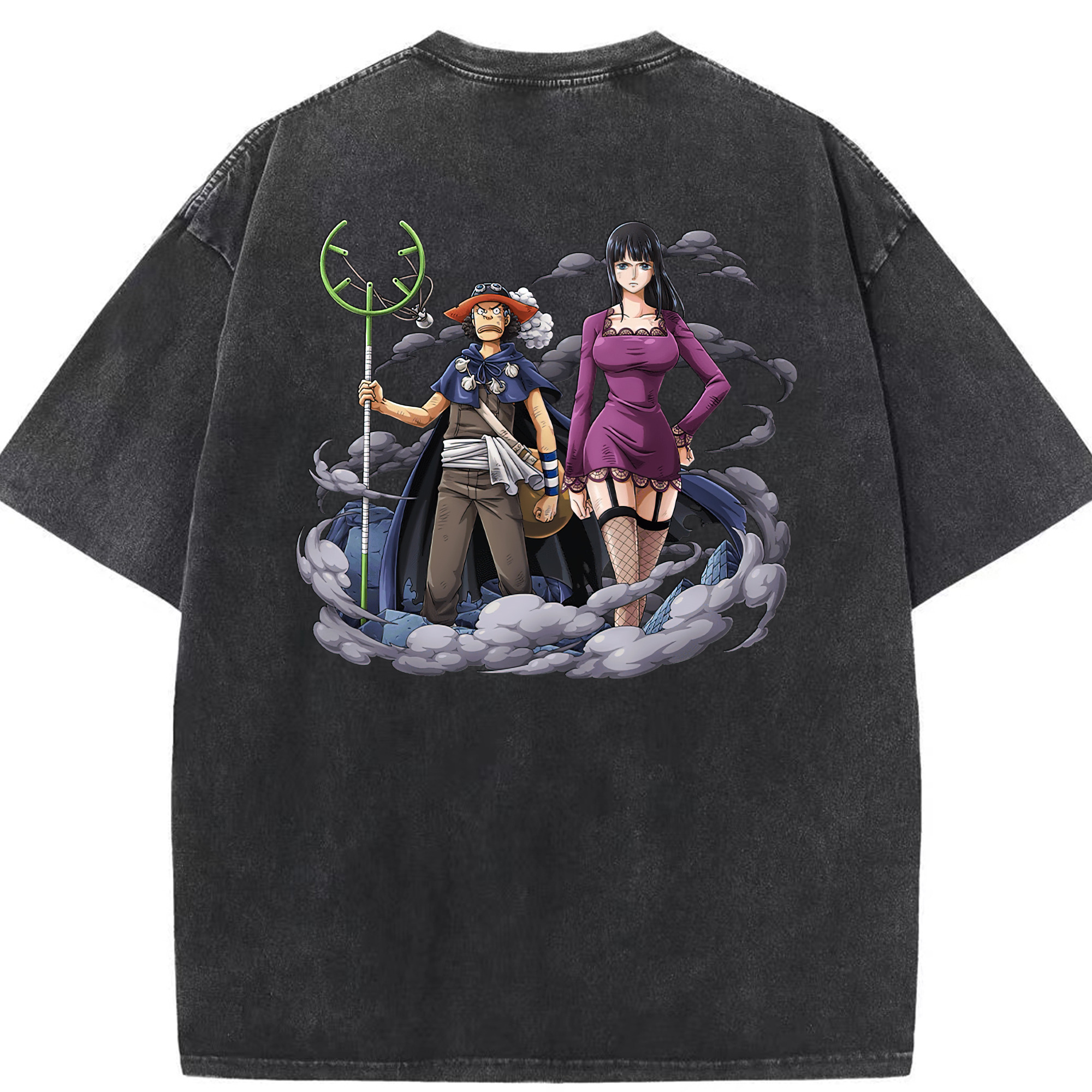ワンピース ニコ・ロビン ONE PIECE Nico Robin 綿100% ヴィンテージ風 半袖Tシャツ（背面プリント）